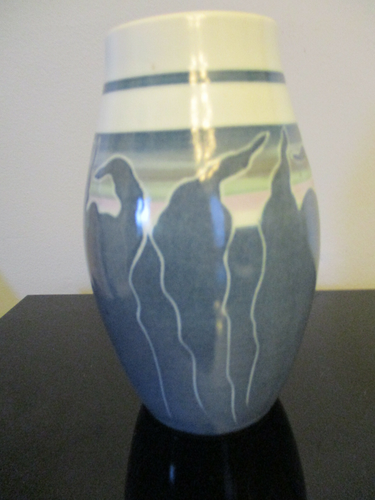 Modern Contemporary Studio Art Pottery Abstract Glazing Banded Vase Signed!