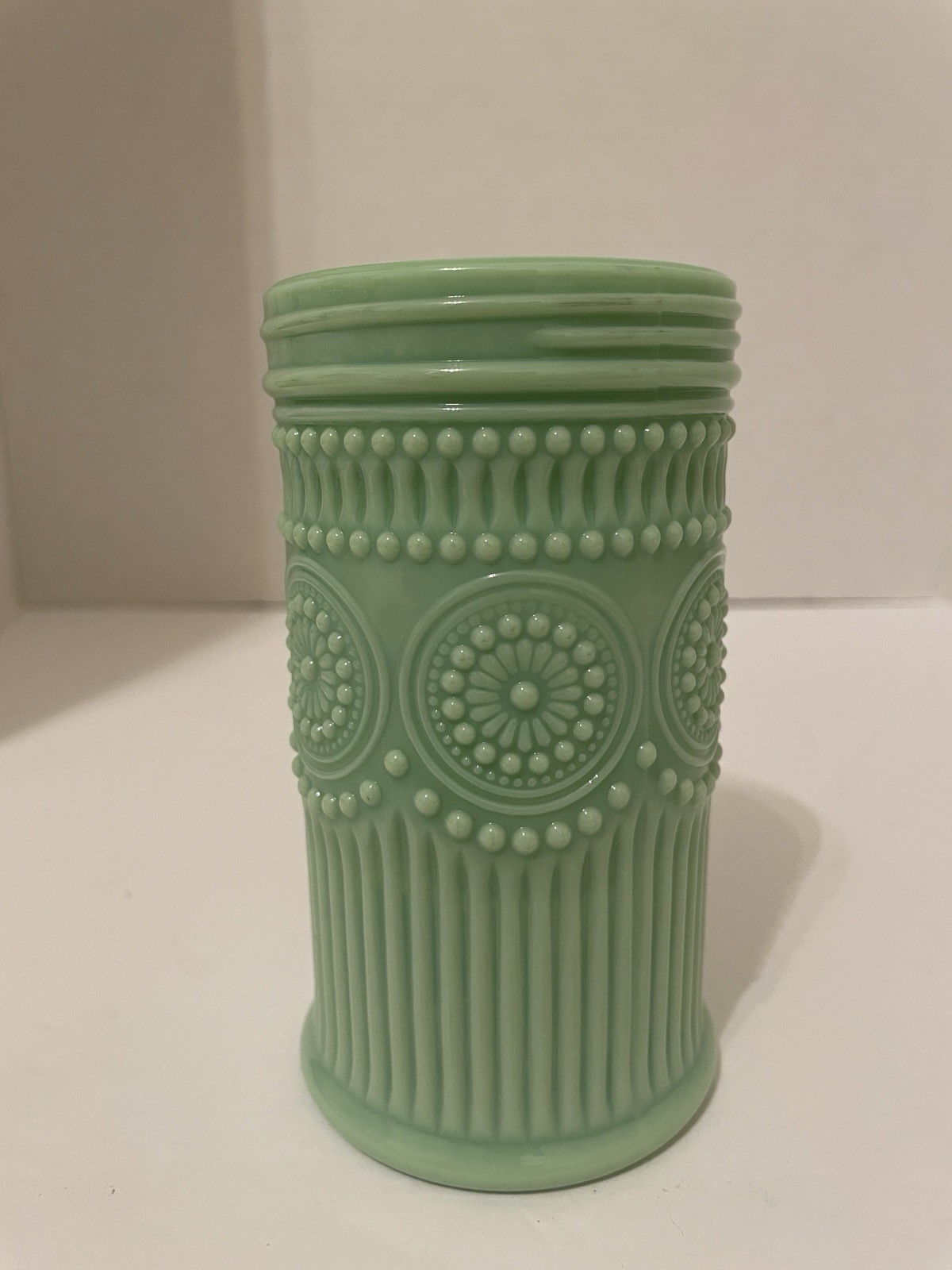 TABLECRAFT JADEITE GREEN GLASS HOBNAIL RETRO 5” VASE OR SUGAR SHAKER NO LID