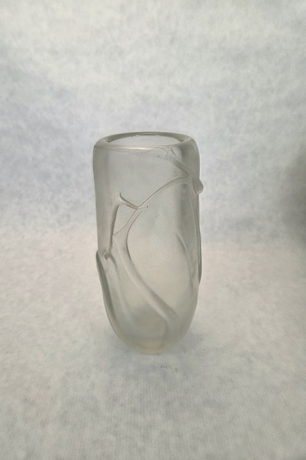 Neil Duman 1980 Clear Iridecent And Crack Textured Vase