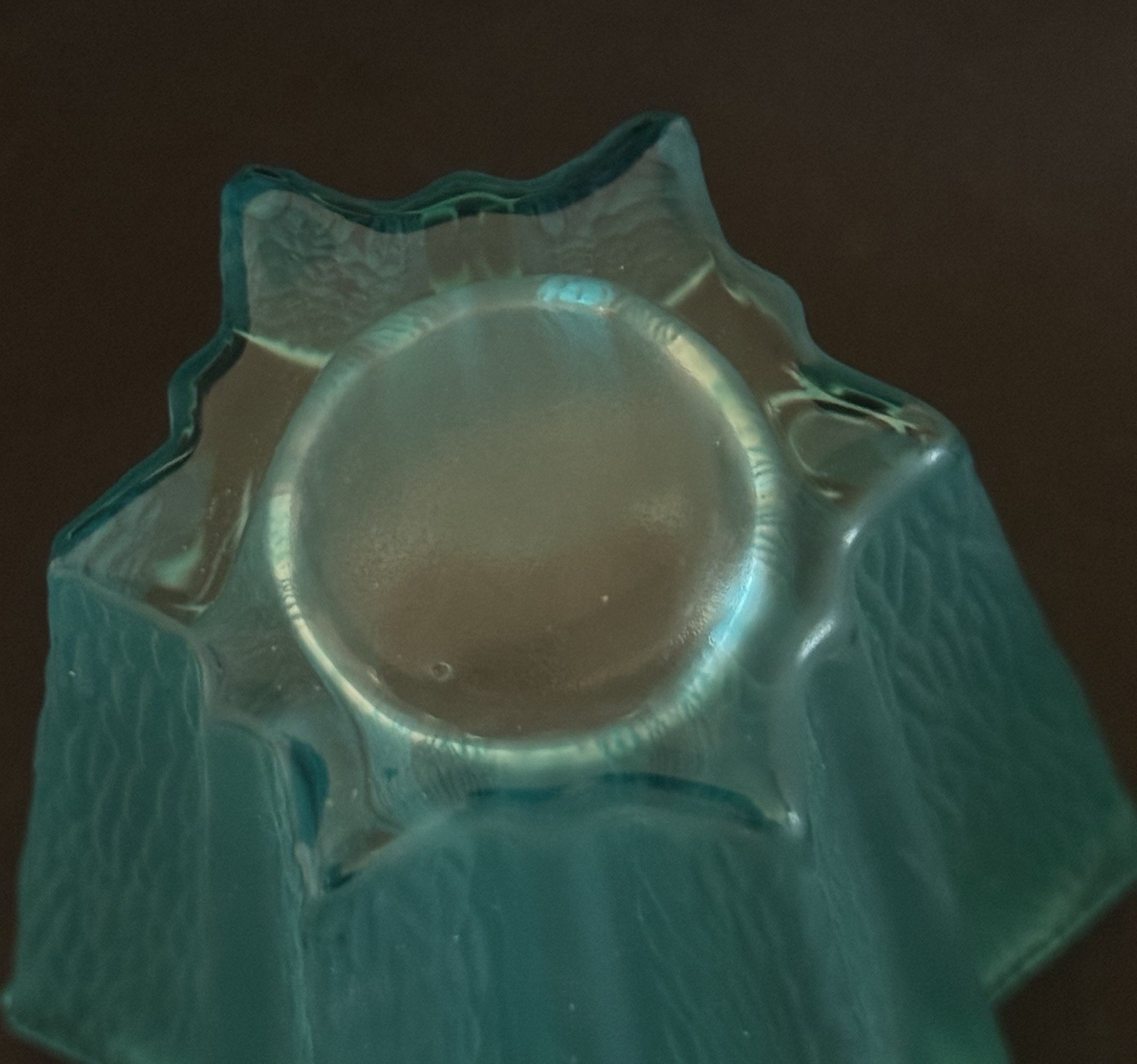 Vintage Daum French Aqua Blue Green Textured Glass Vase Pierre D’Avesn 6.25”
