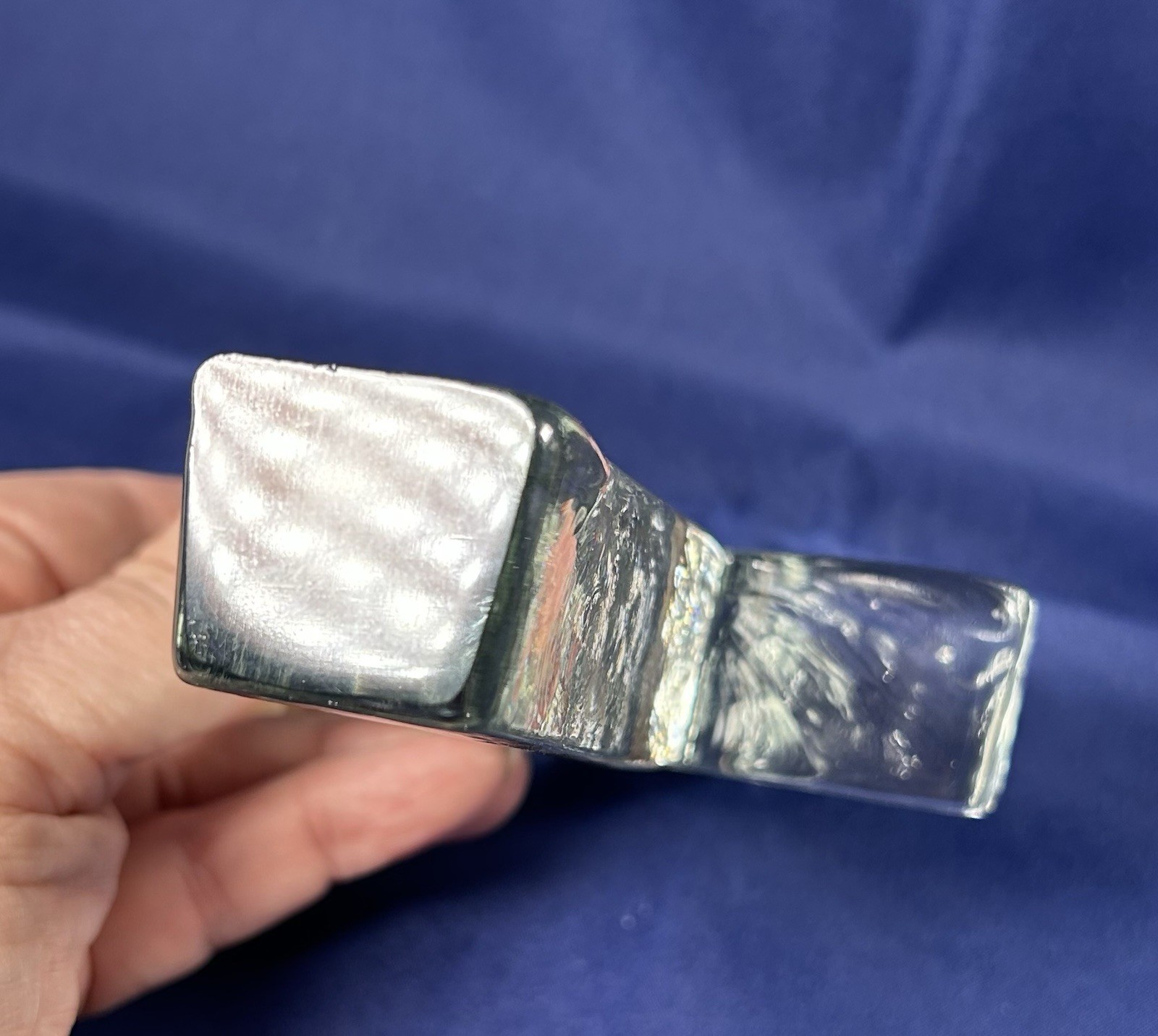 Heavy Thick Block Glass Cross 5.25″ Standing Ice Style Paperweight Decor