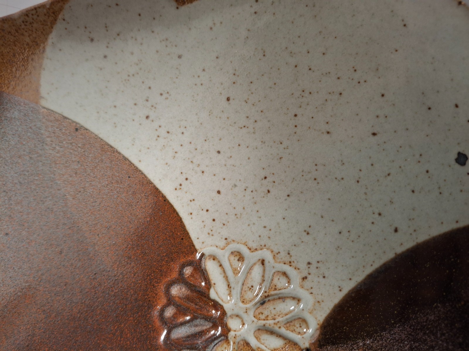 Mid‑Century Studio Pottery Hexagonal Plate • Abstract Glaze • 10″ diameter