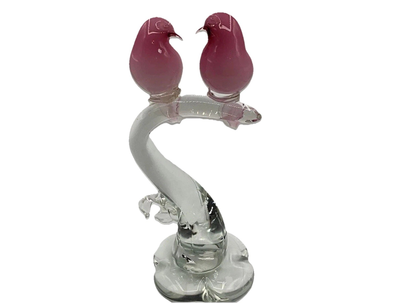 SUPER RARE Vintage Hand Made Italy MURANO Glass Pink Doves In Love Sculpture