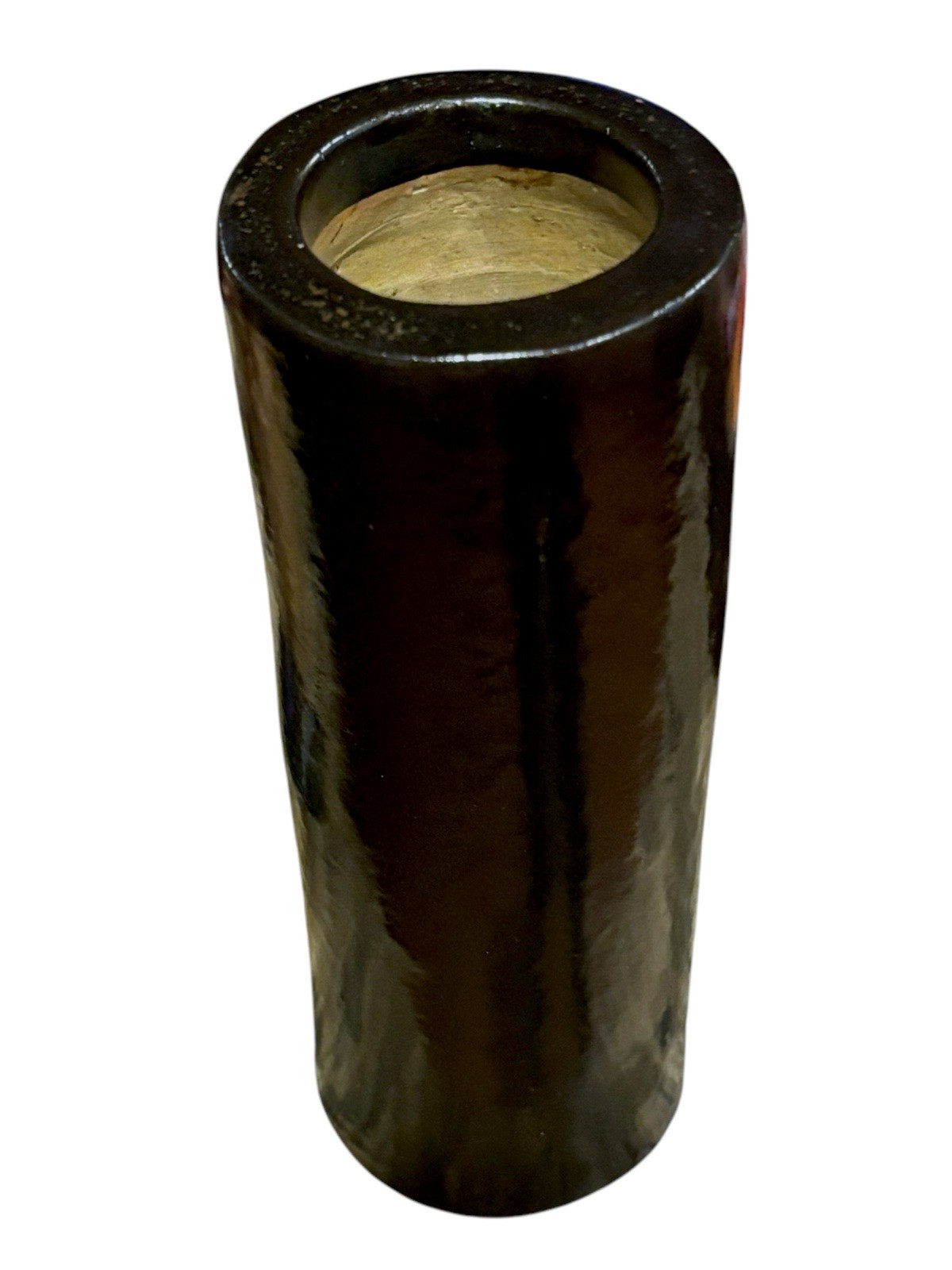 VTG Napa Home Garden Black Tower Vase Lava Stoneware 10.5 In