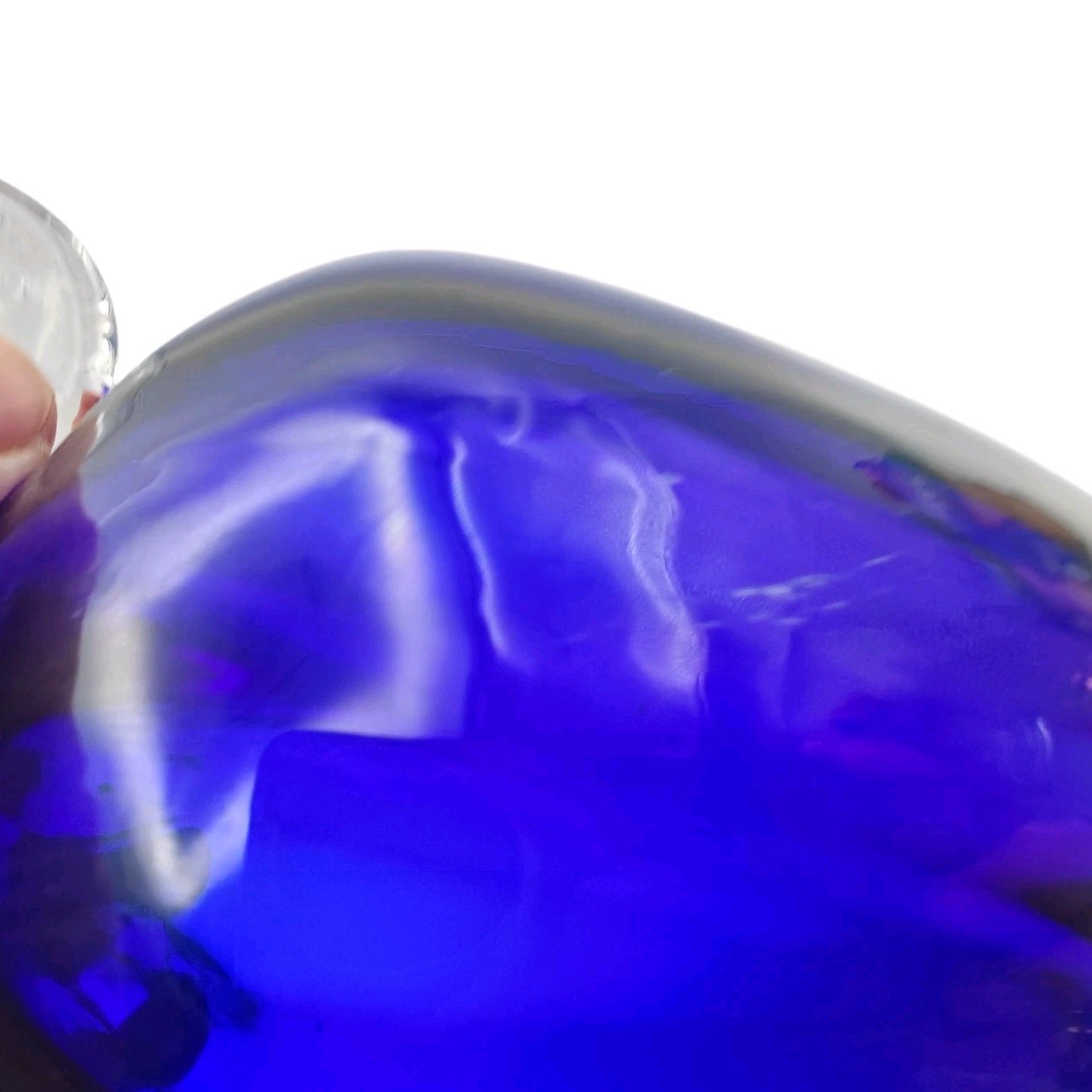 Hand Blown Cobalt Blue Art Glass Vase with Applied Scroll Handles READ!!!