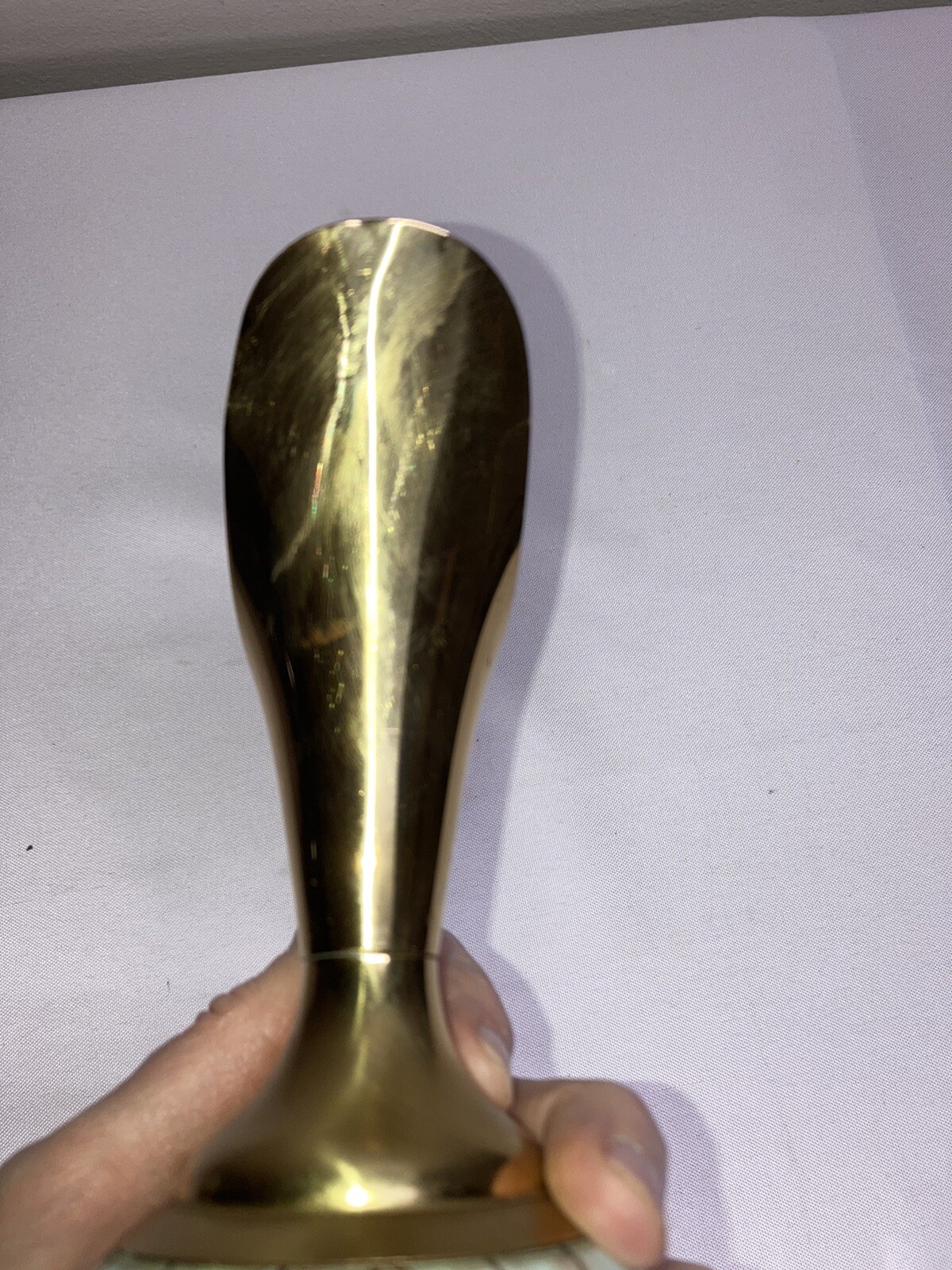 Vintage Delft Holland Brass & Enamel Pitcher 11” Tall Baby Blue