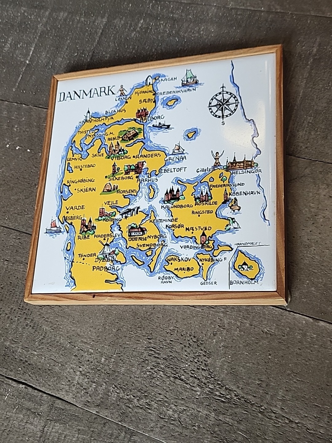 Vtg RAKO Ceramic Tile Framed Danmark Denmark Landmarks Traditional Travel Cities