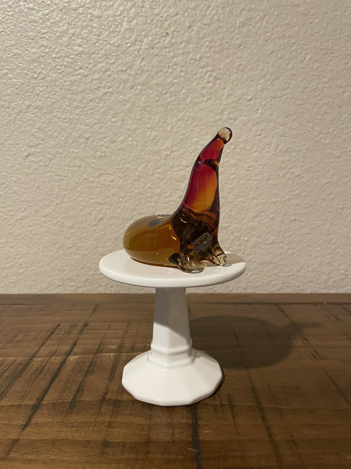 Vintage Kanawha Amberina Glass Seal with Sticker *Glows*