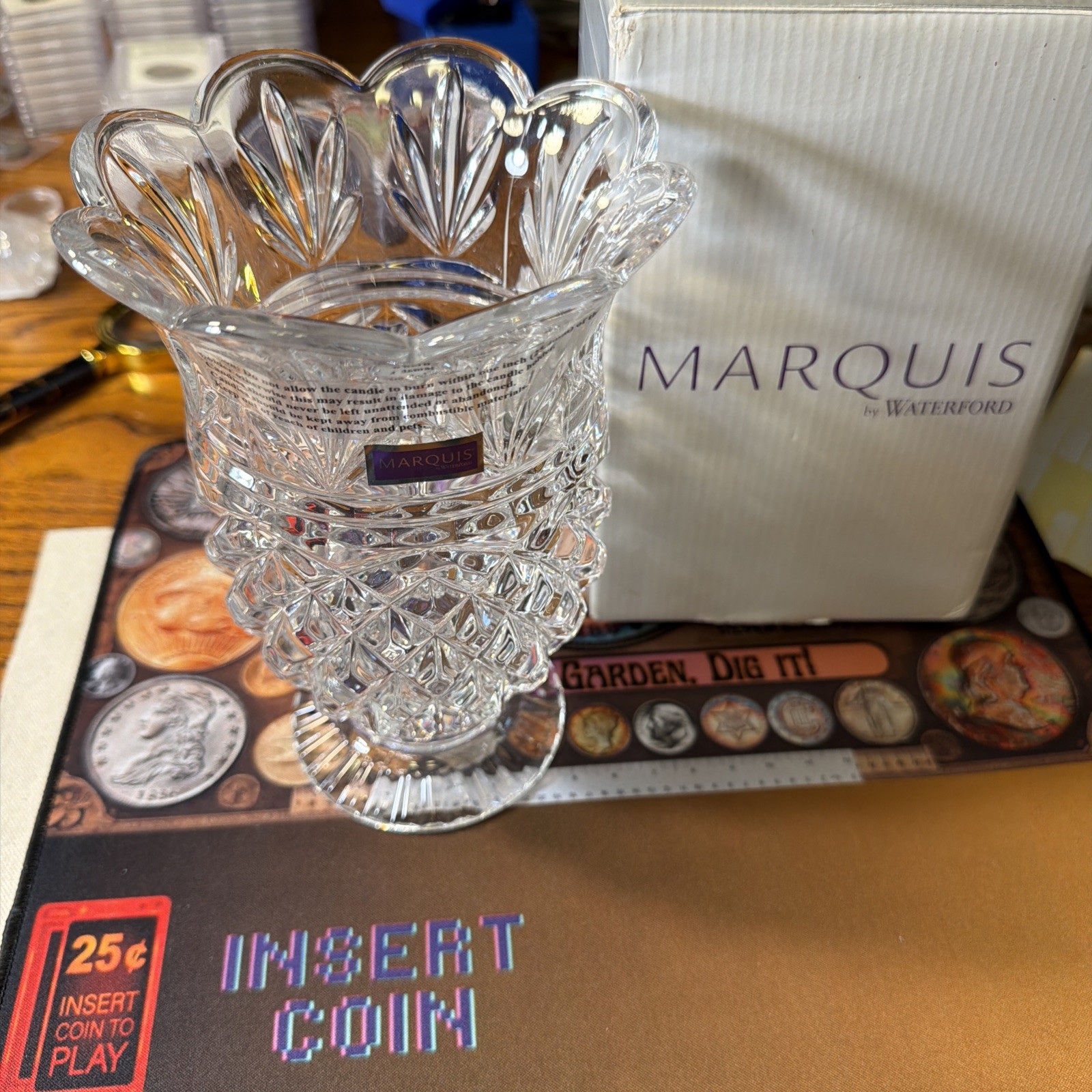 Waterford Marquis Welcome Vase / Taper Cholder 8” X 5” Czech Republic new w box