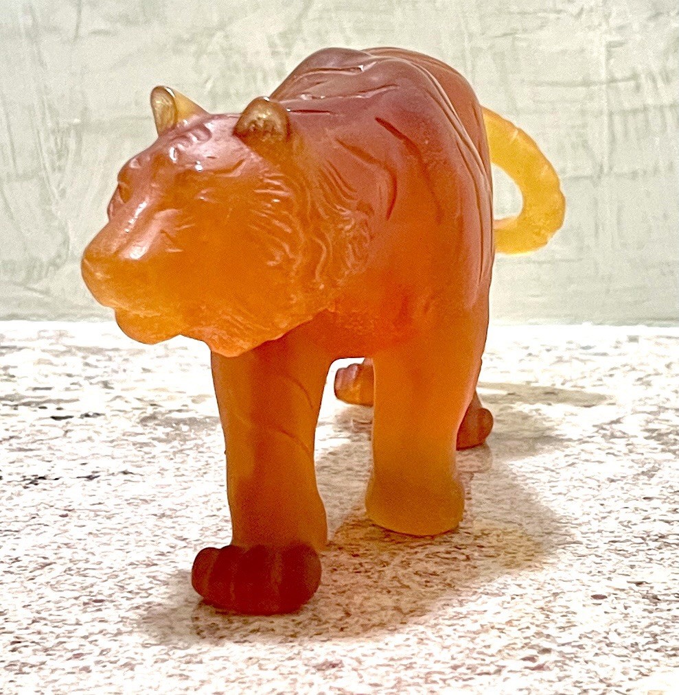 Daum Pate De Verre 10.5” Large Amber Tiger, Model Number: 05034, MSRP $3450.00