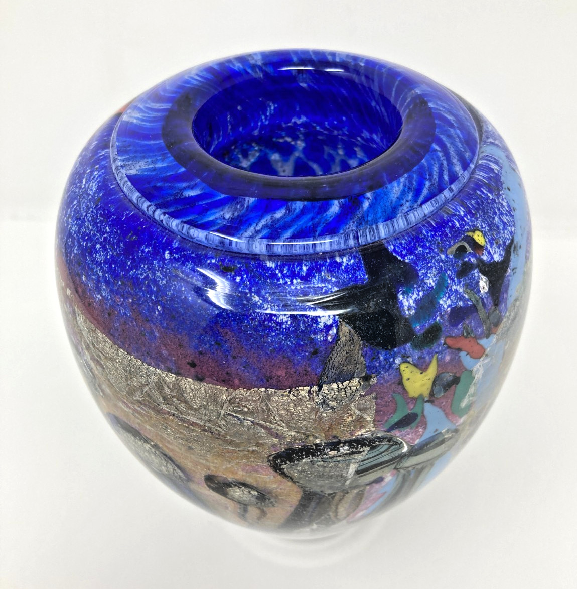 Jean Claude Novaro Art Glass Vase Hand Signed 6 3/4″ Mint