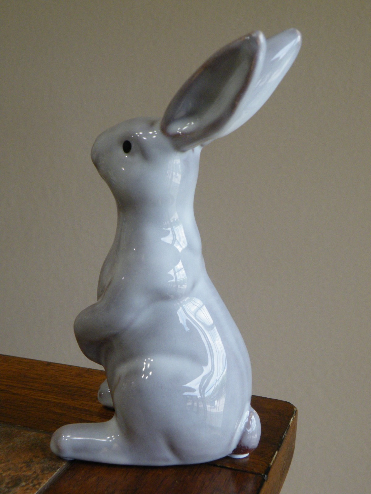 Vintage STANDING Glazed POTTERY Bunny Rabbit FIGURINE 7″ TALL Quality FREE SHIP