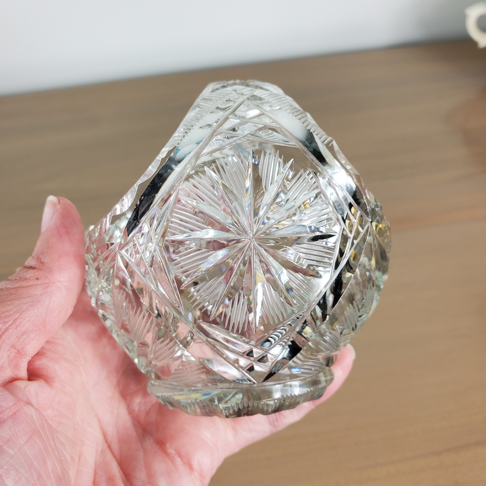 Crystal Basket Cut Glass Leaded Pretty Beautiful Fabulous