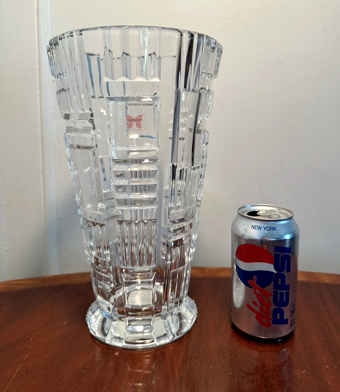 New w/Labels Marquis by WATERFORD CRYSTAL Cubist Large & Heavy 12″ Vase #128481