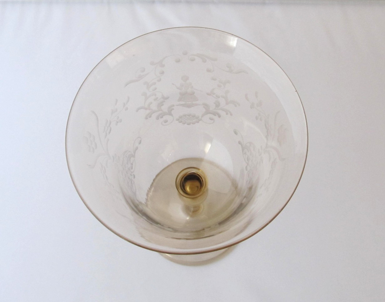 Vtg. Venetian Murano Glass GOBLET Handblown E. Barovier Victorian Scene
