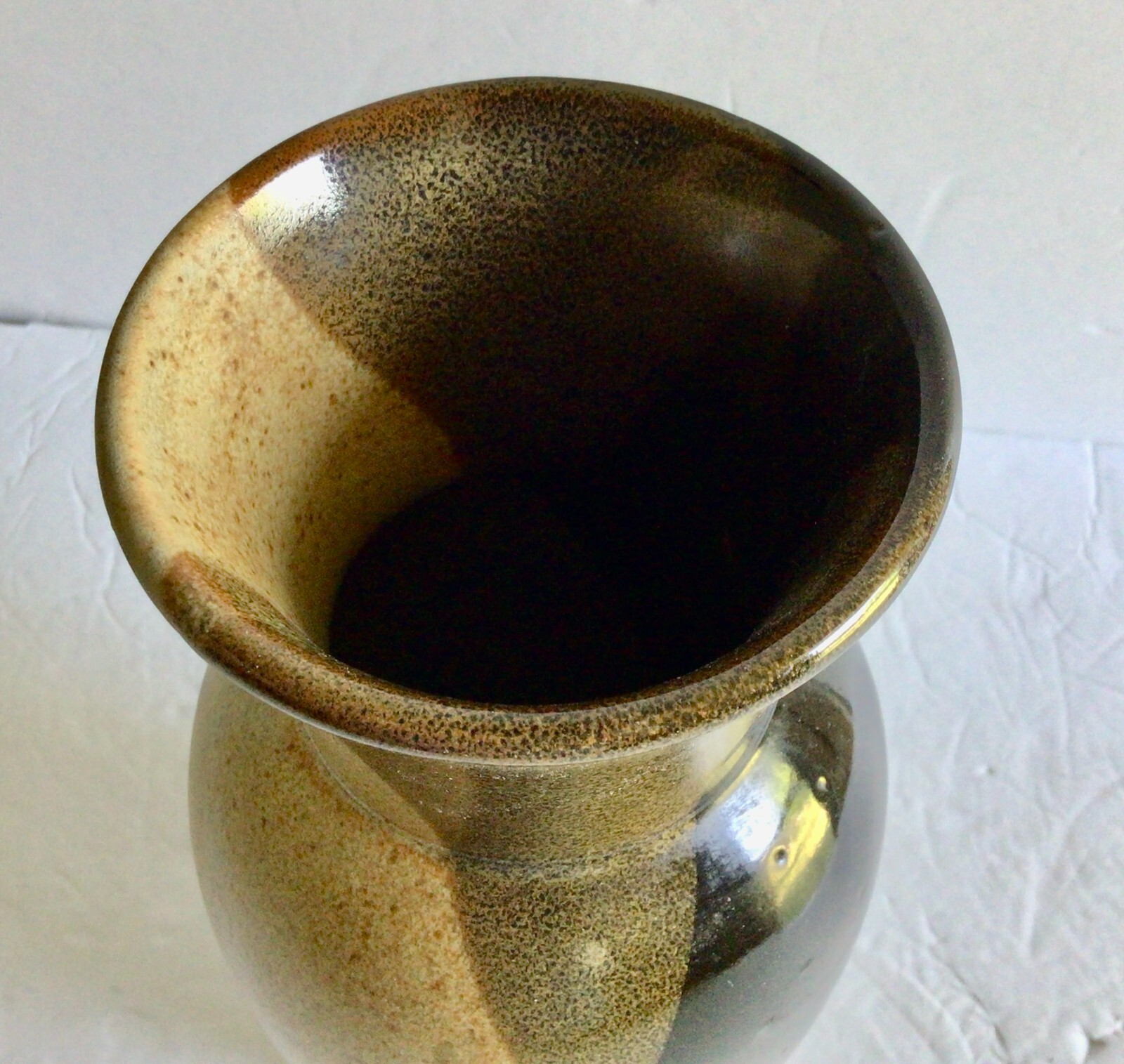Pottery Craft Robert Maxwell USA Geometric Brown Vase 10 1/4″ Tall Vintage