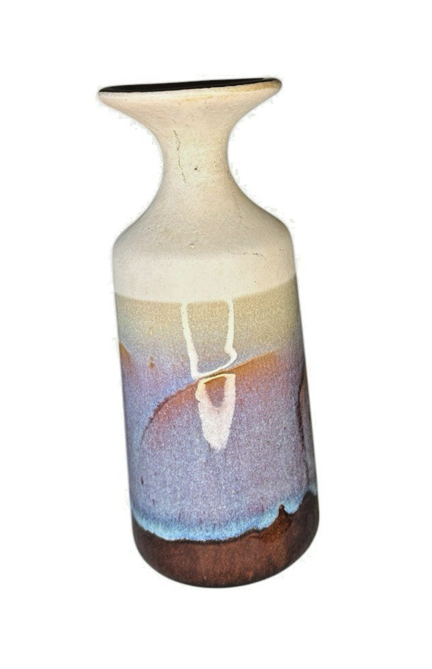 Studio Pottery 7.5″ Vase Turquoise Drip Glaze EUC Walt Glass ?
