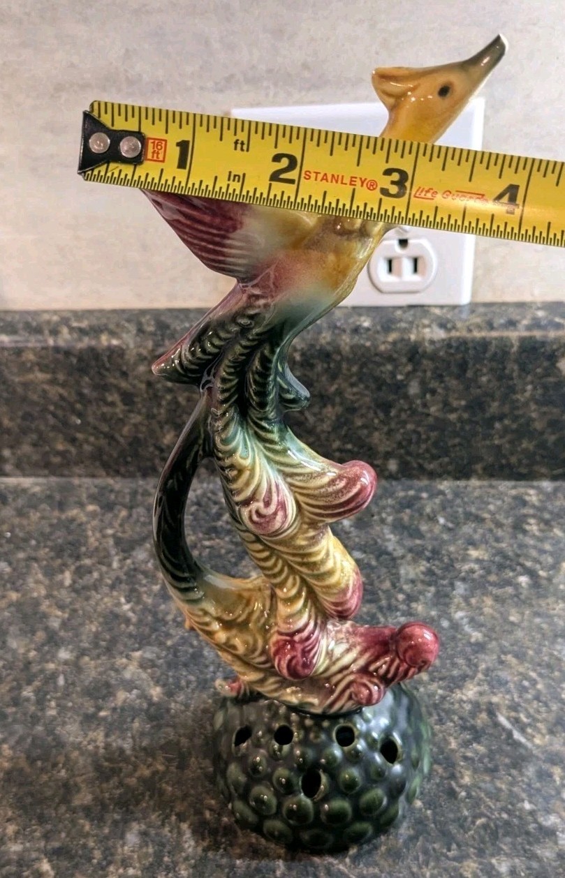 MCM Hull Bird Of Paradise Flower Frog 10.5” Ohio Art Pottery Beak Damage