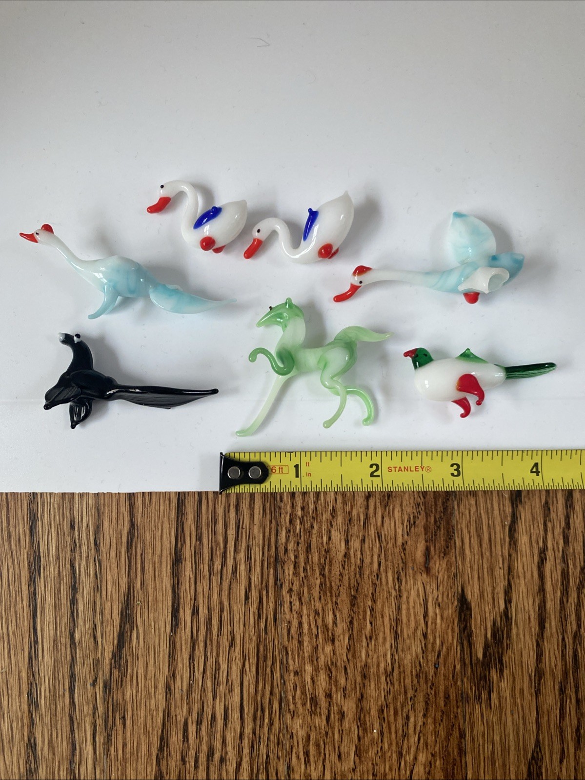 7 Vintage Miniature Hand Blown Art Glass Animals Nice Colors