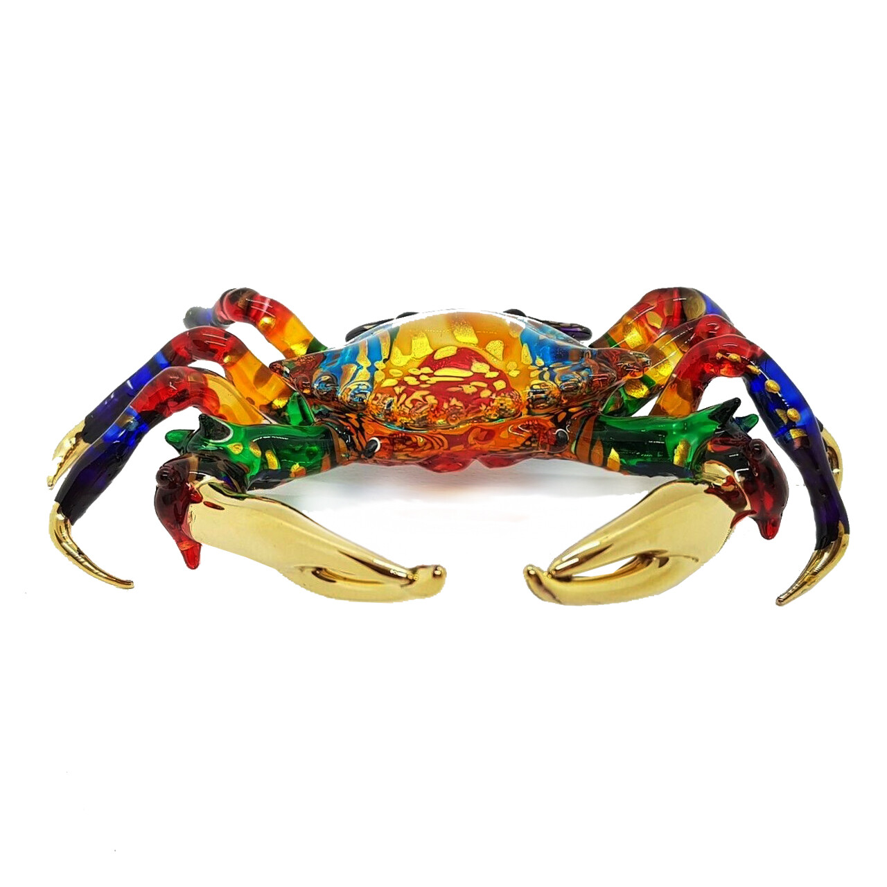 BIG Crab Blown Glass Hand Figurine Miniature fancy Animal Collectible Decor gift