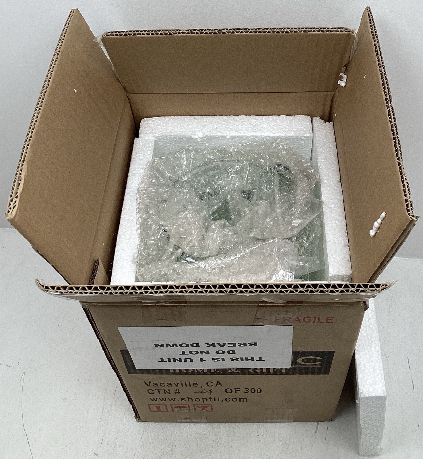 Transpac Clear Glass Wide Double Handle Vase New In Open Box