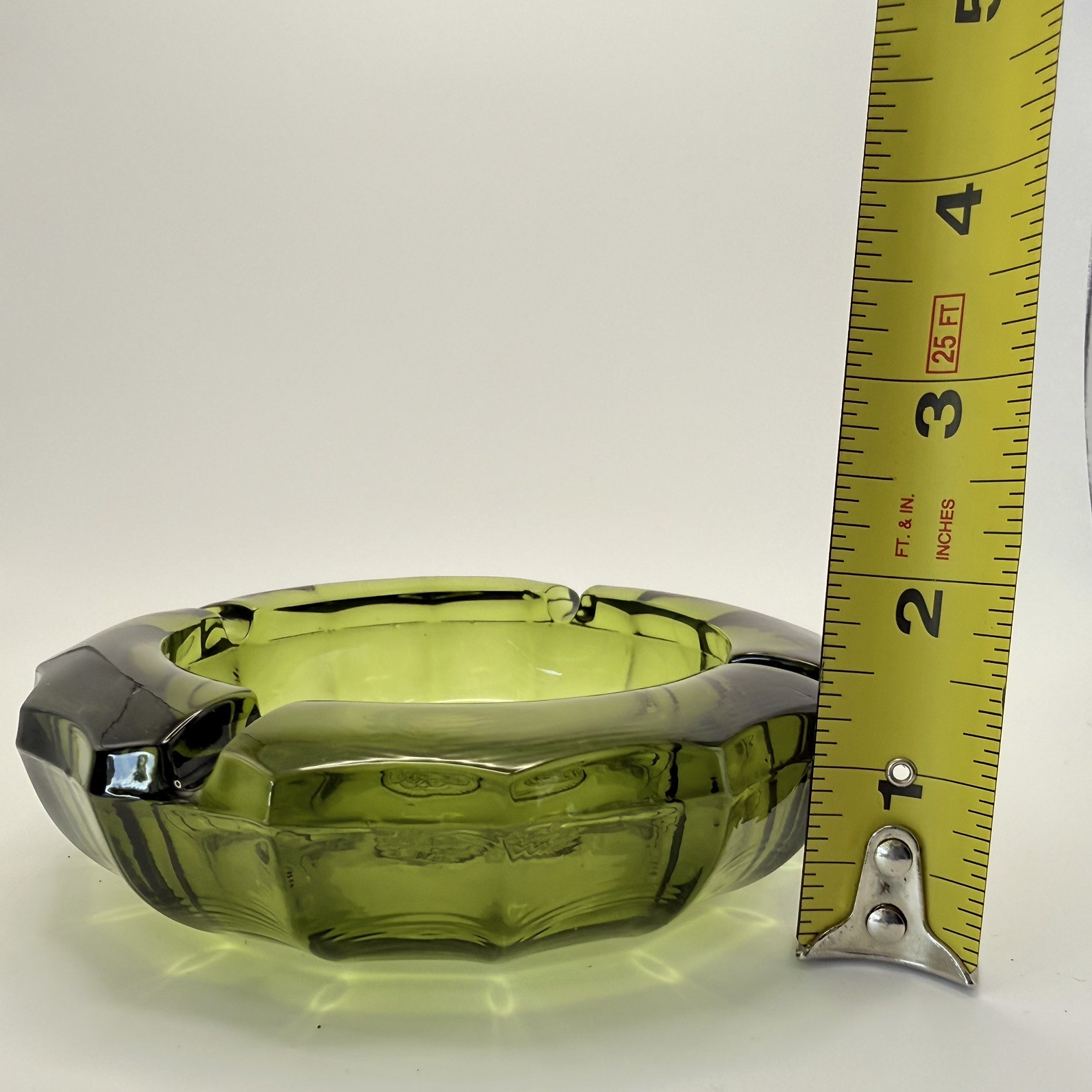 Vintage Fostoria Ashtray Olive Green Glass 1887 Eagle US Presidential Seal