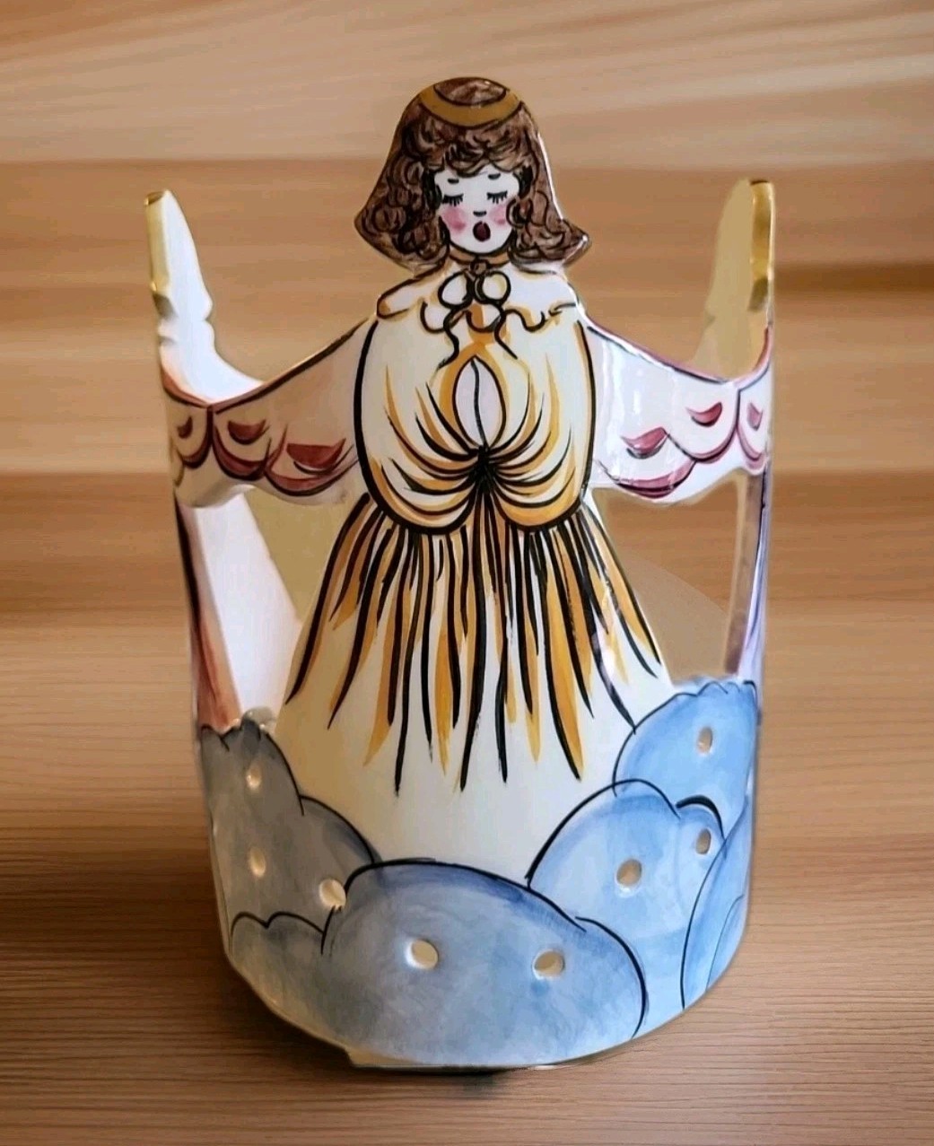 VTG Handmade Angle Pottery Candle Holder RARE! 1994-96 Signed By Gail Pittman