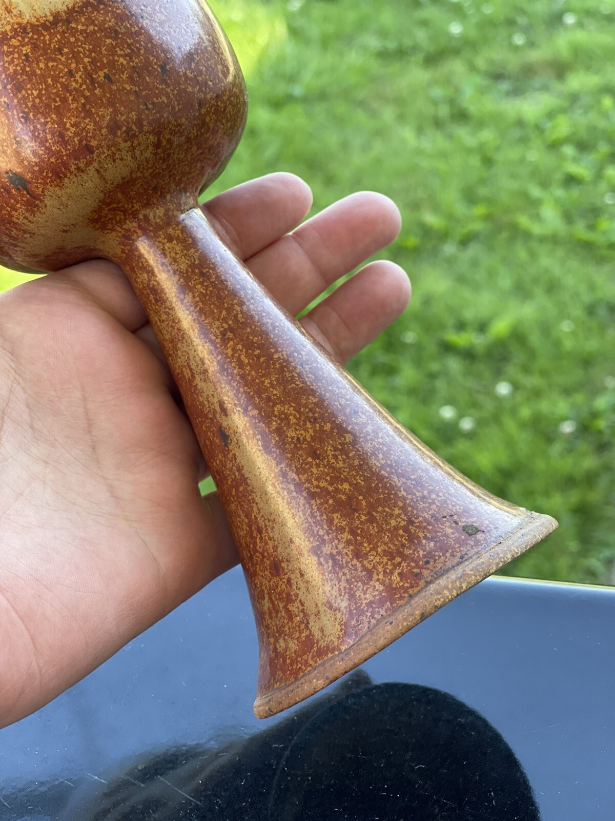 MCM Vintage Art Pottery Goblet Chalice or Candle Holder Hand Made & Signed