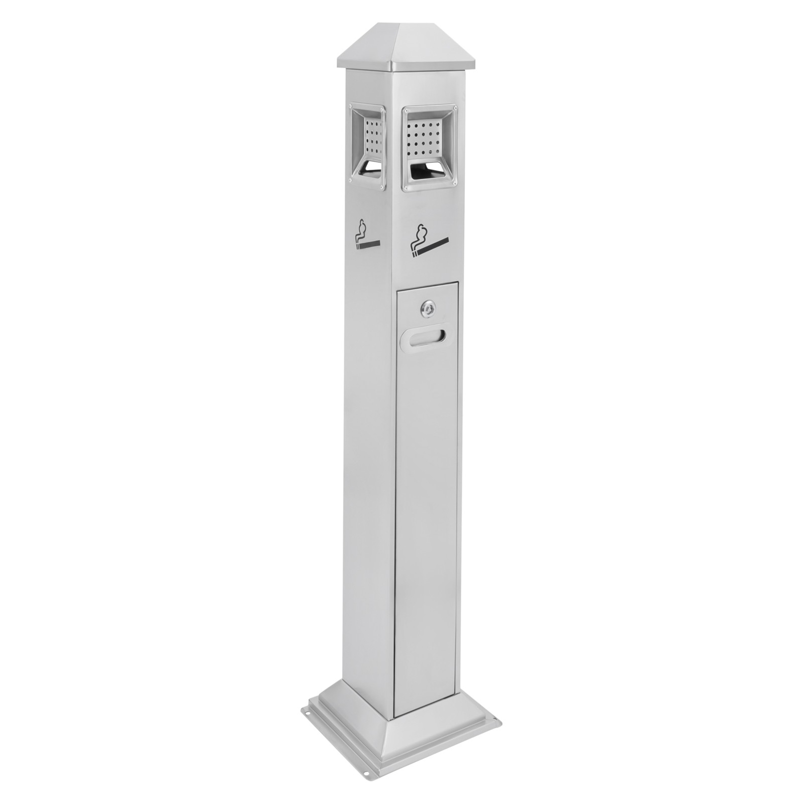 Freestanding Outdoor Stainless Steel Cigarette Butt Receptacle – Silver