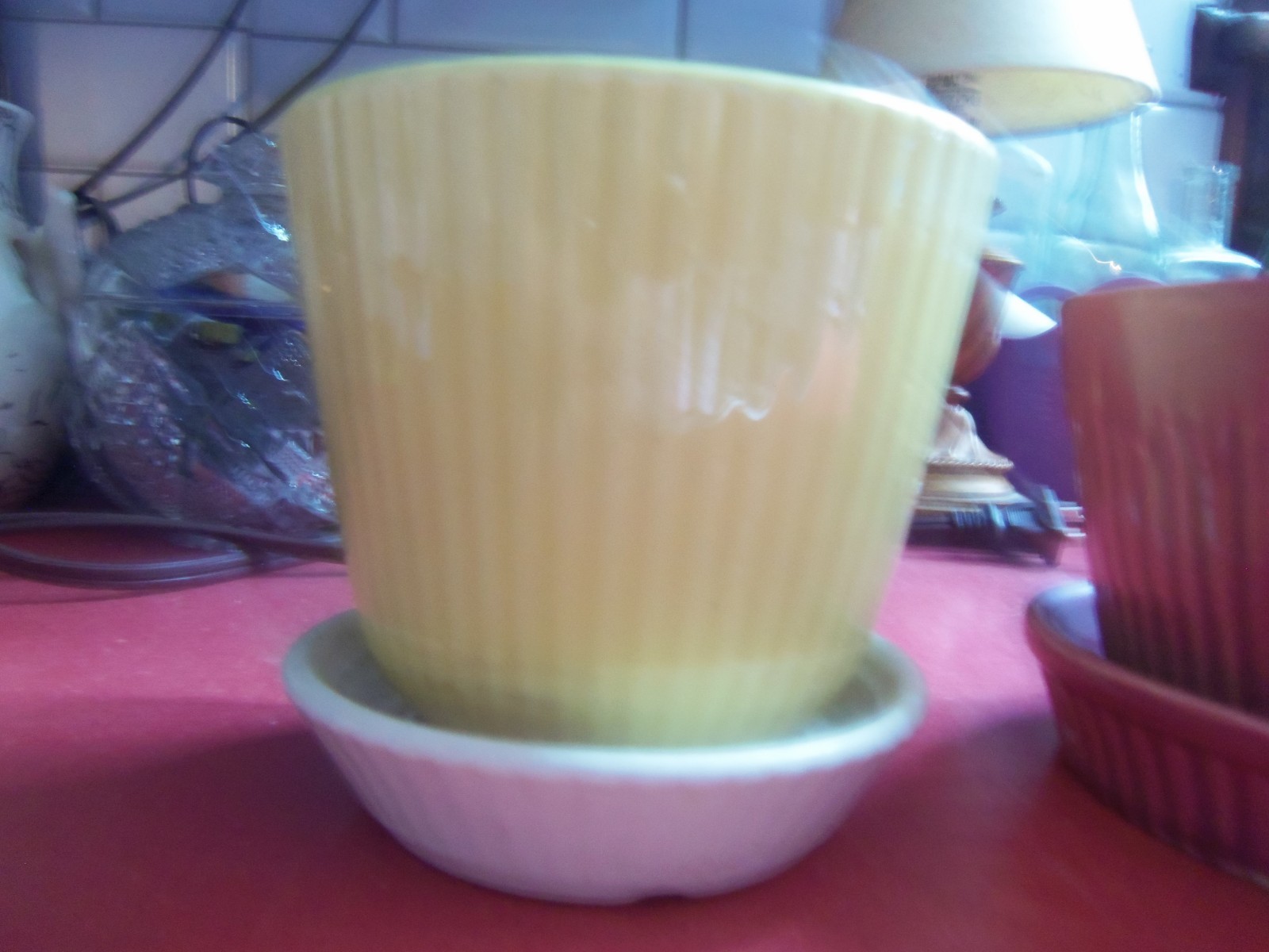 A Trio Of Vtg. Planters Attached Saucers-McCoy-Shawnee-Morton-No Chips/Cracks