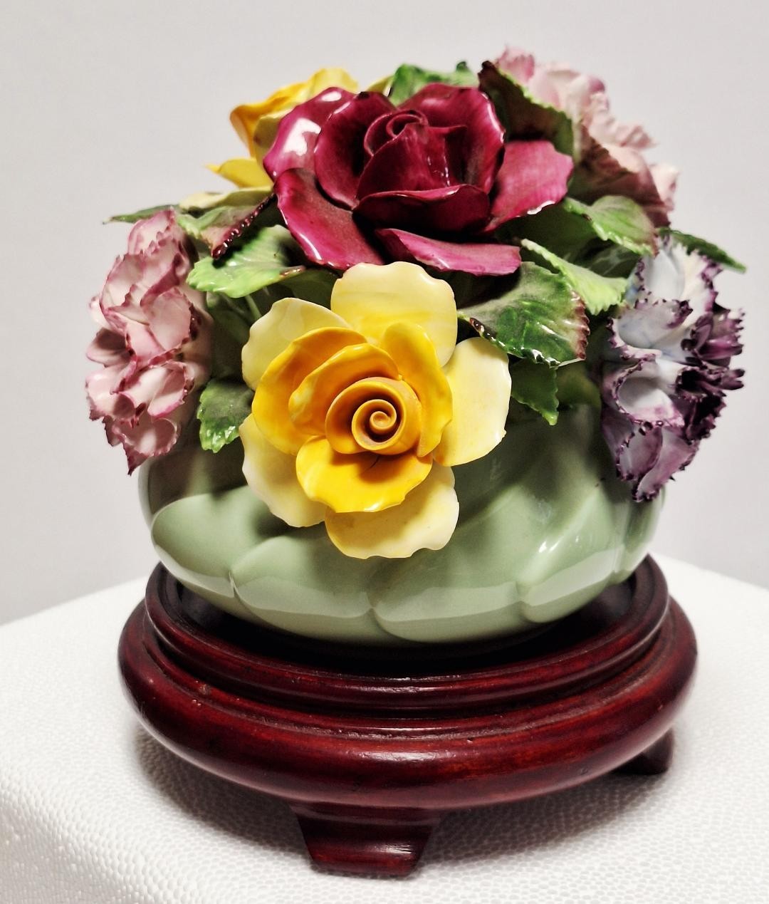 Royal Adderley Bone China Floral Bouquet with wooden stand PLEASE READ condition