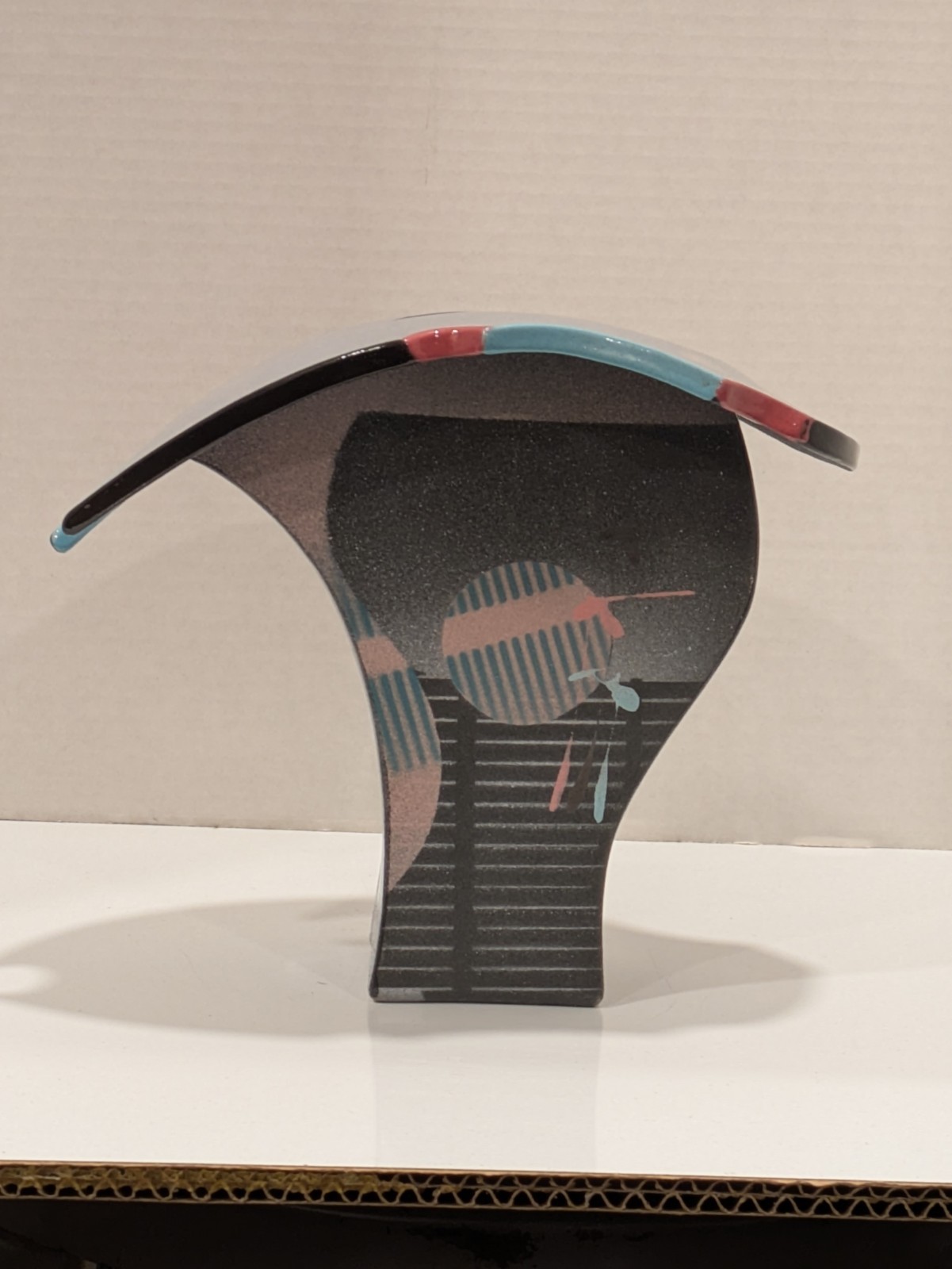 Postmodern Pop Art Abstract Studio Vase Decorative Architectural 1993 7 1/4″ T