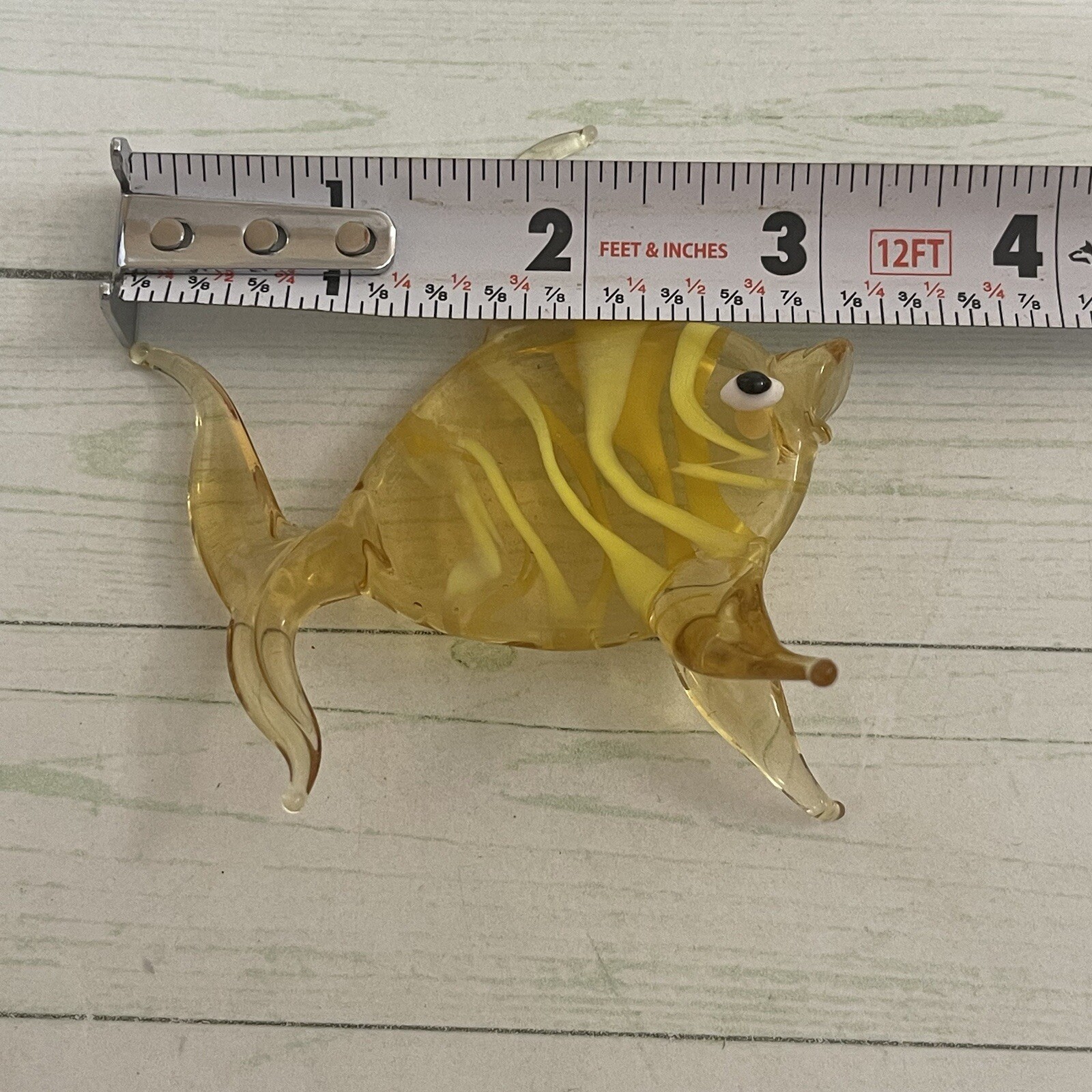 Art Glass 3.50 Yello Striped Angel Fish Figurine Hand Blown