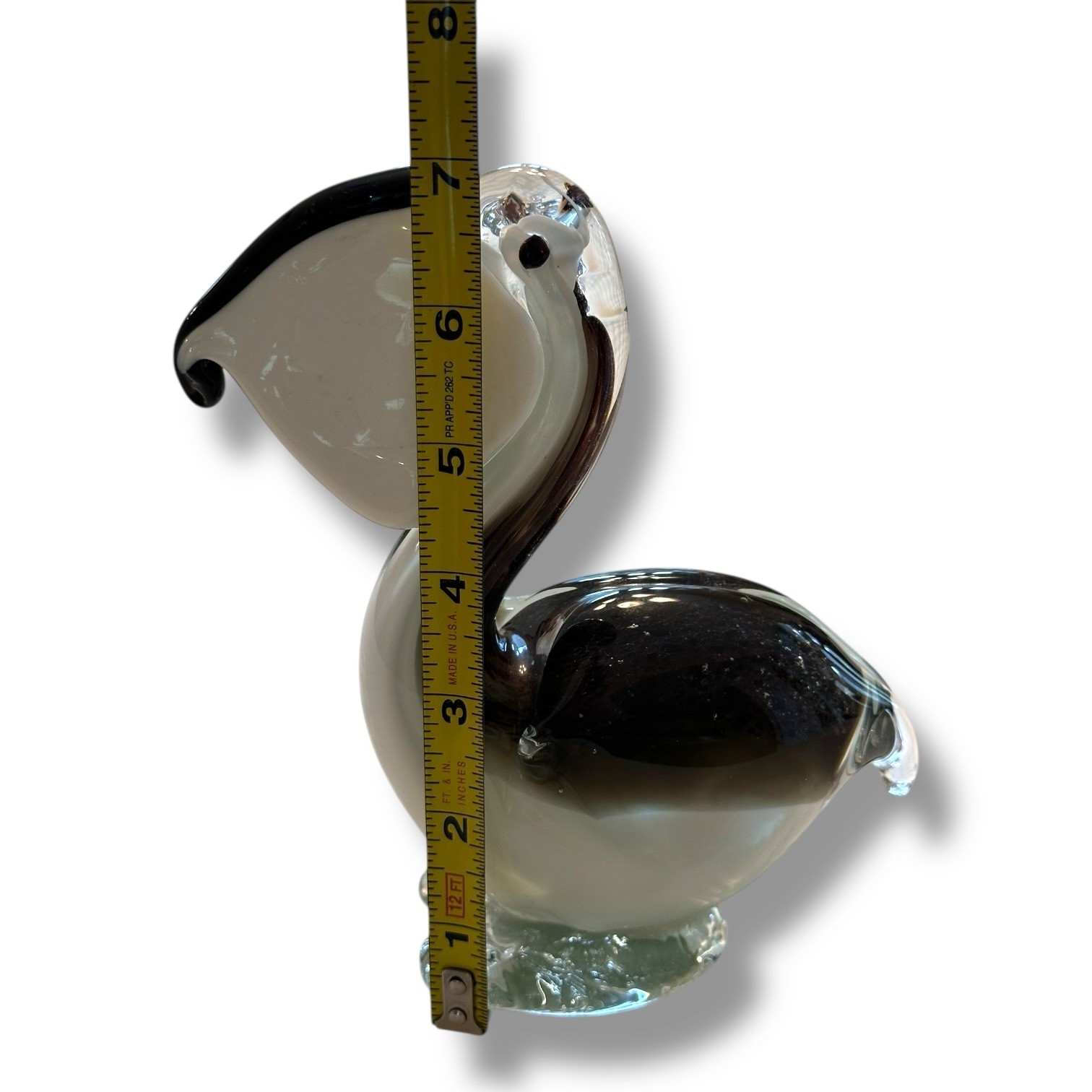 Vtg Hand Blown Art Glass Pelican Bird Figurine Statue Paper Weight 7″ Nautical
