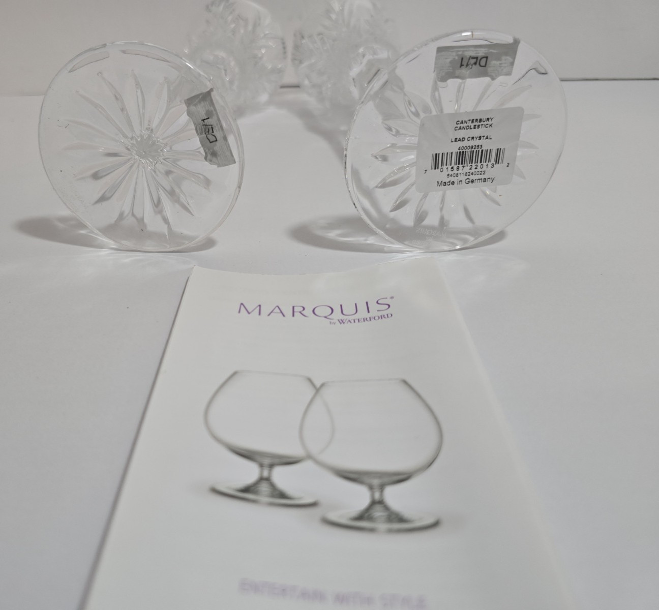 Set of 2 Waterford Marquis Canterbury Pattern Crystal Candle Holders 8-1/2″H