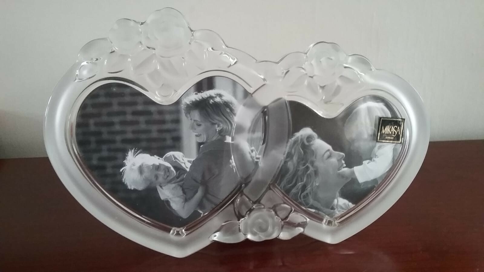 Mikasa Rosemont Double Heart Photo Picture Glass Frame SA692/836 With Box