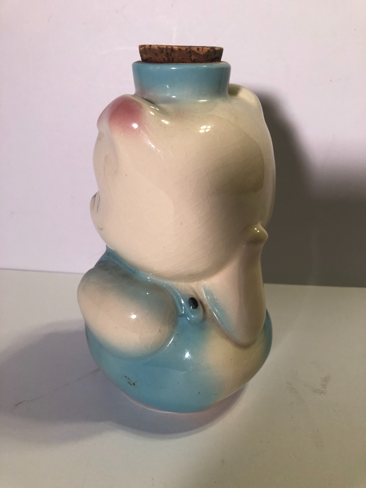 Vintage 1940’s Hull Leeds USA Anthropomorp Pig decanter with cork 7 1/2 in. tall