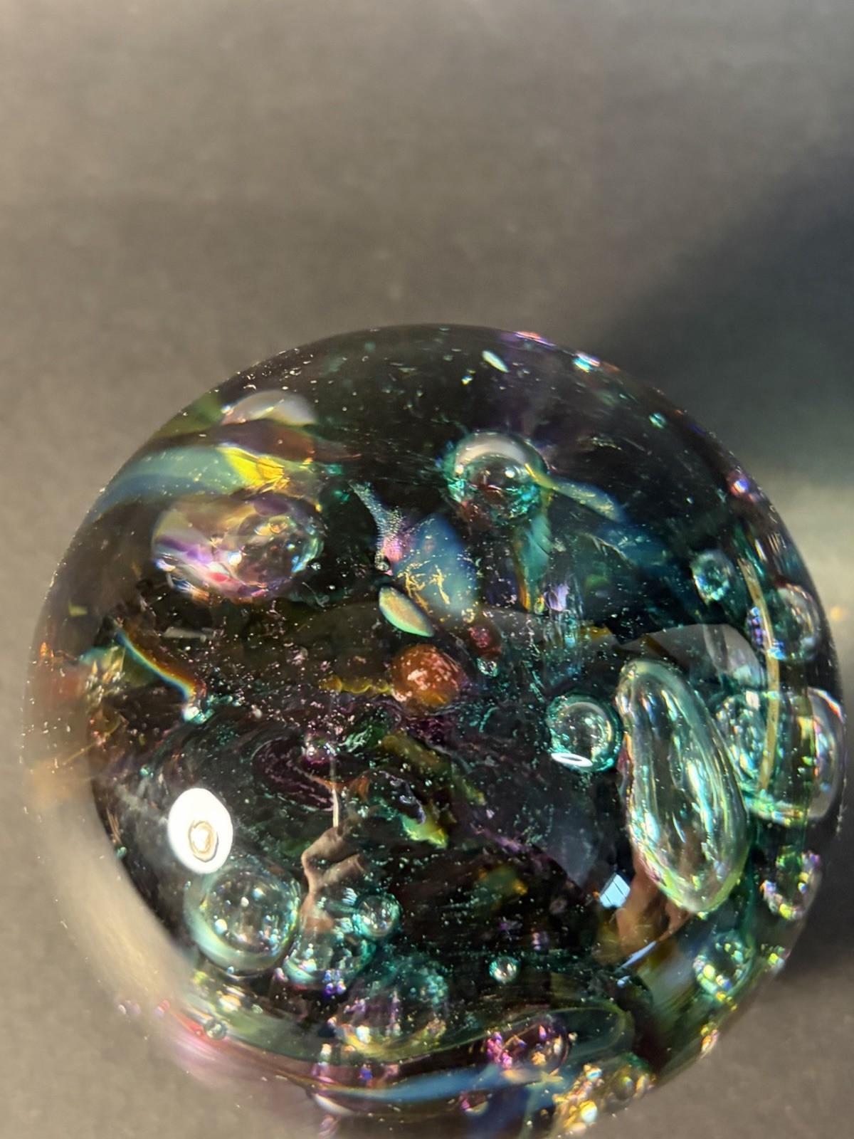 Robert Held Signed Art Glass Multicolor Swirl Bubbles -scratch On Bottom