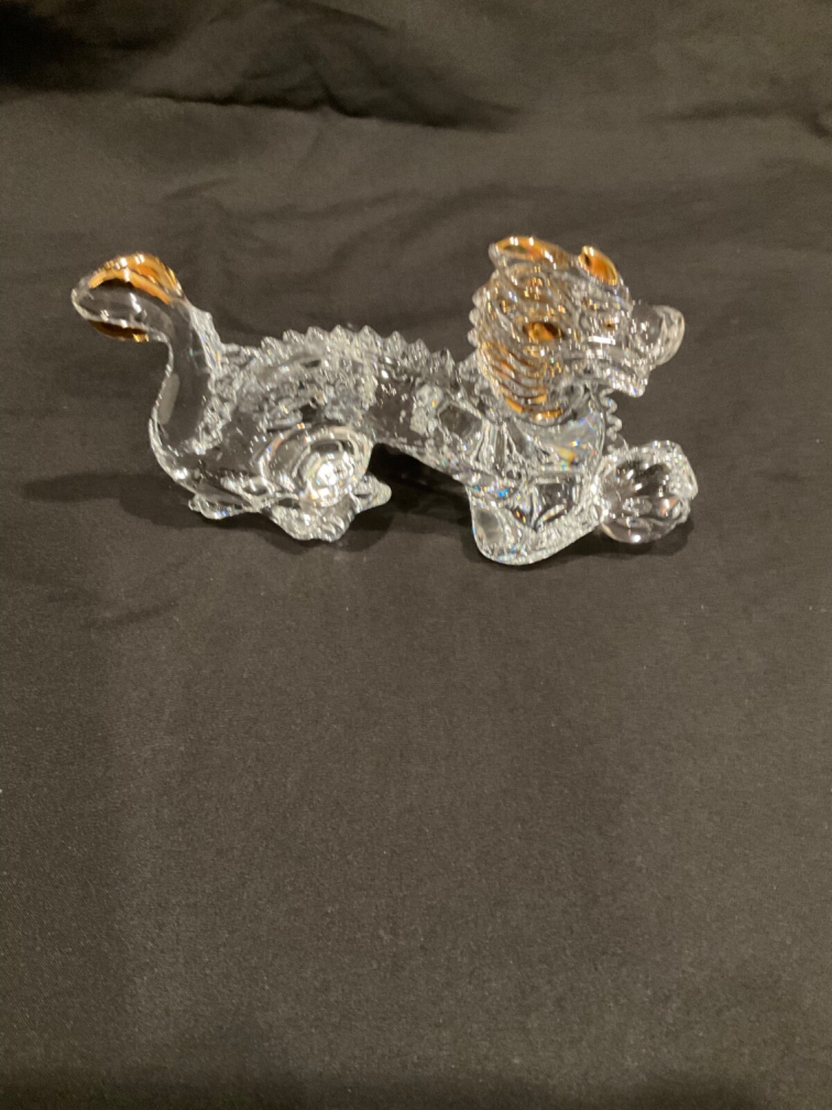 Baccarat Crystal Zodiac Clear & Gold Dragon Figurine