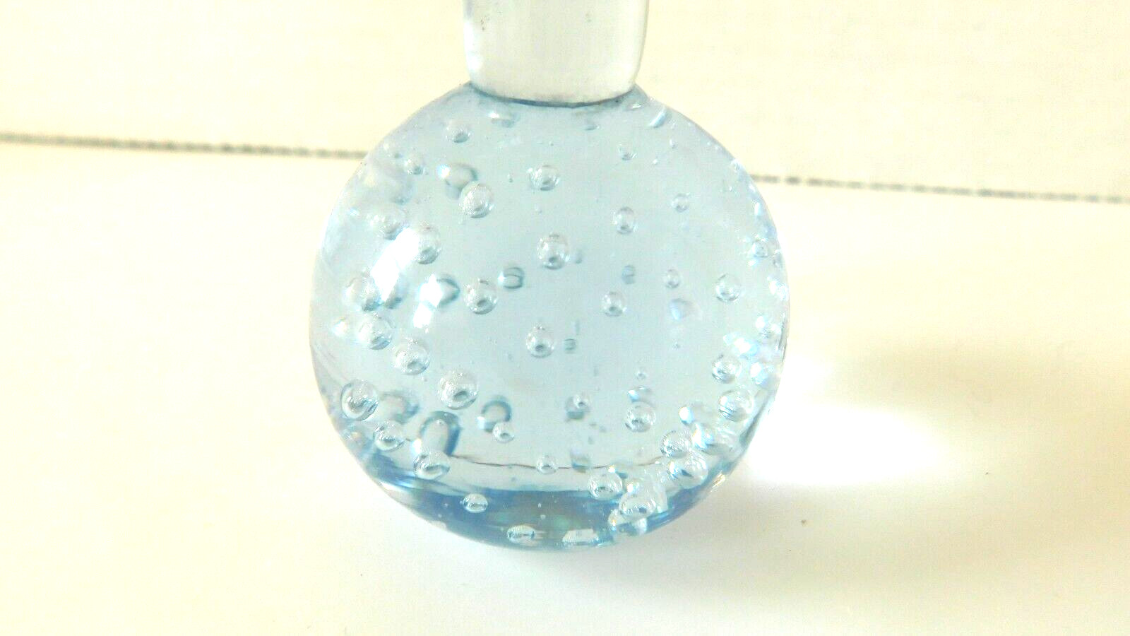 Clear and Light Blue 6 ” Art Glass Bud Vase Paperweight Controlled Bubbles