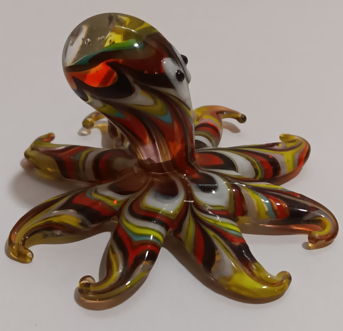 Miniature Art Glass Octopus Multi Color Hand Blown Figurine Delicate 2.5″inch