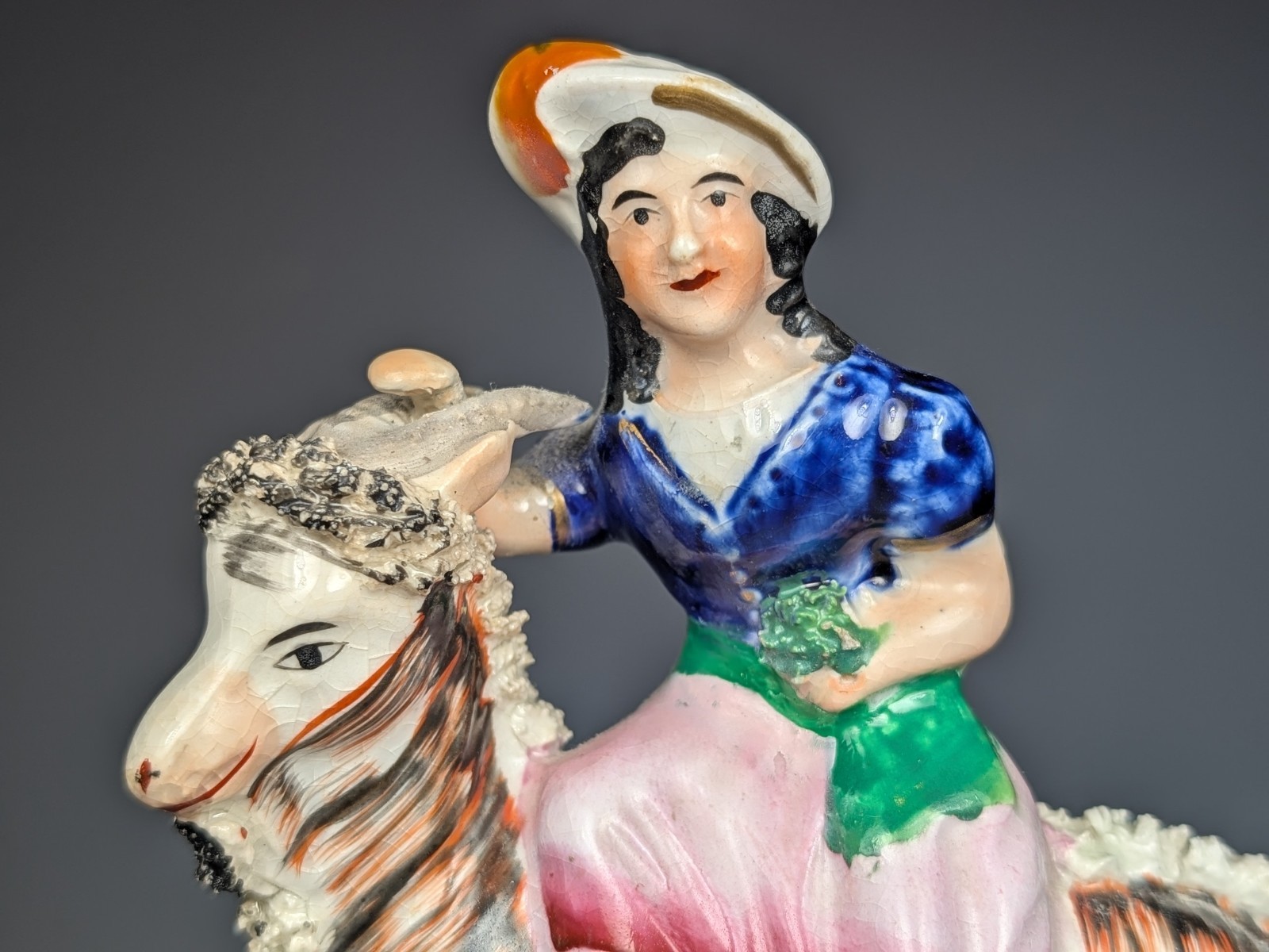 Antique Early 19th Century Staffordshire Figure Princess Victoria Riding Goat