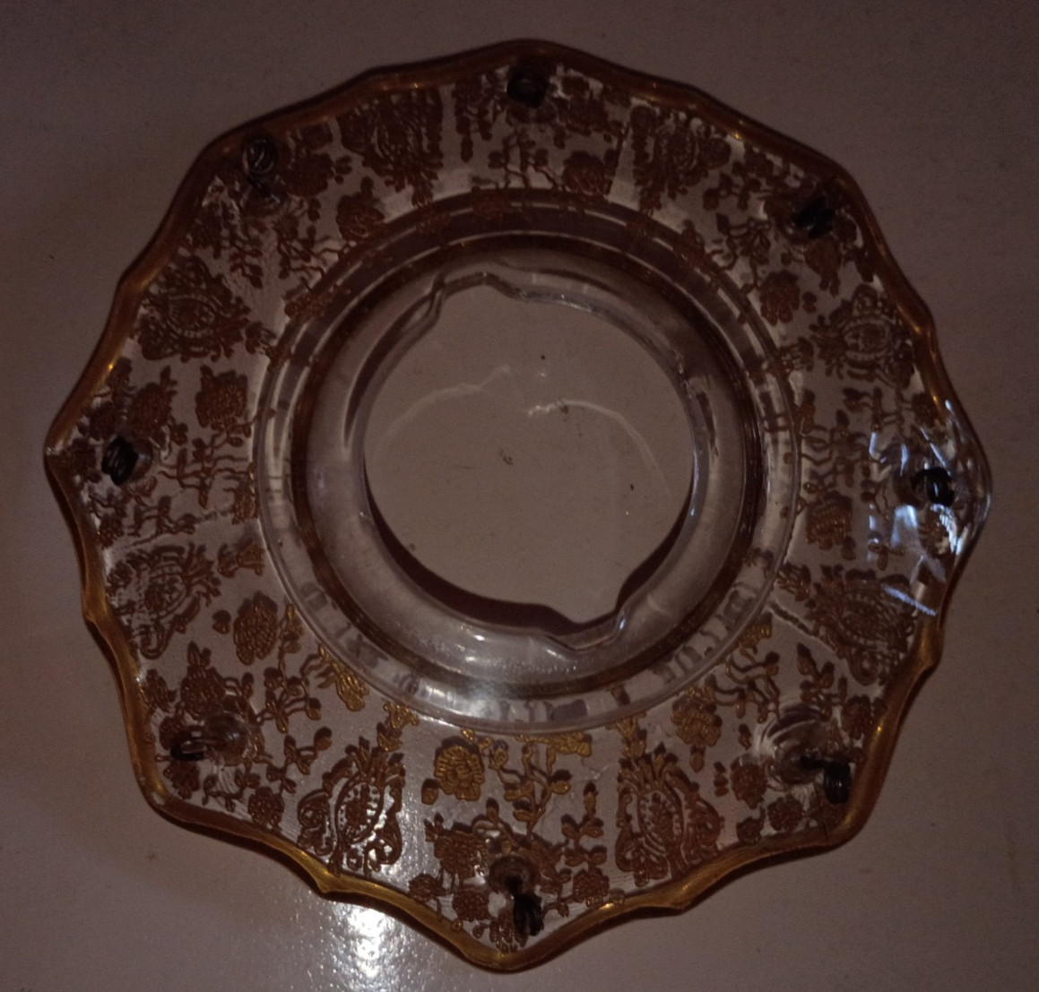 Cambridge BOBECHE ROSE POINT GOLD Encrusted (NO PRISMS) 4.5″ RARE VGC *READ*