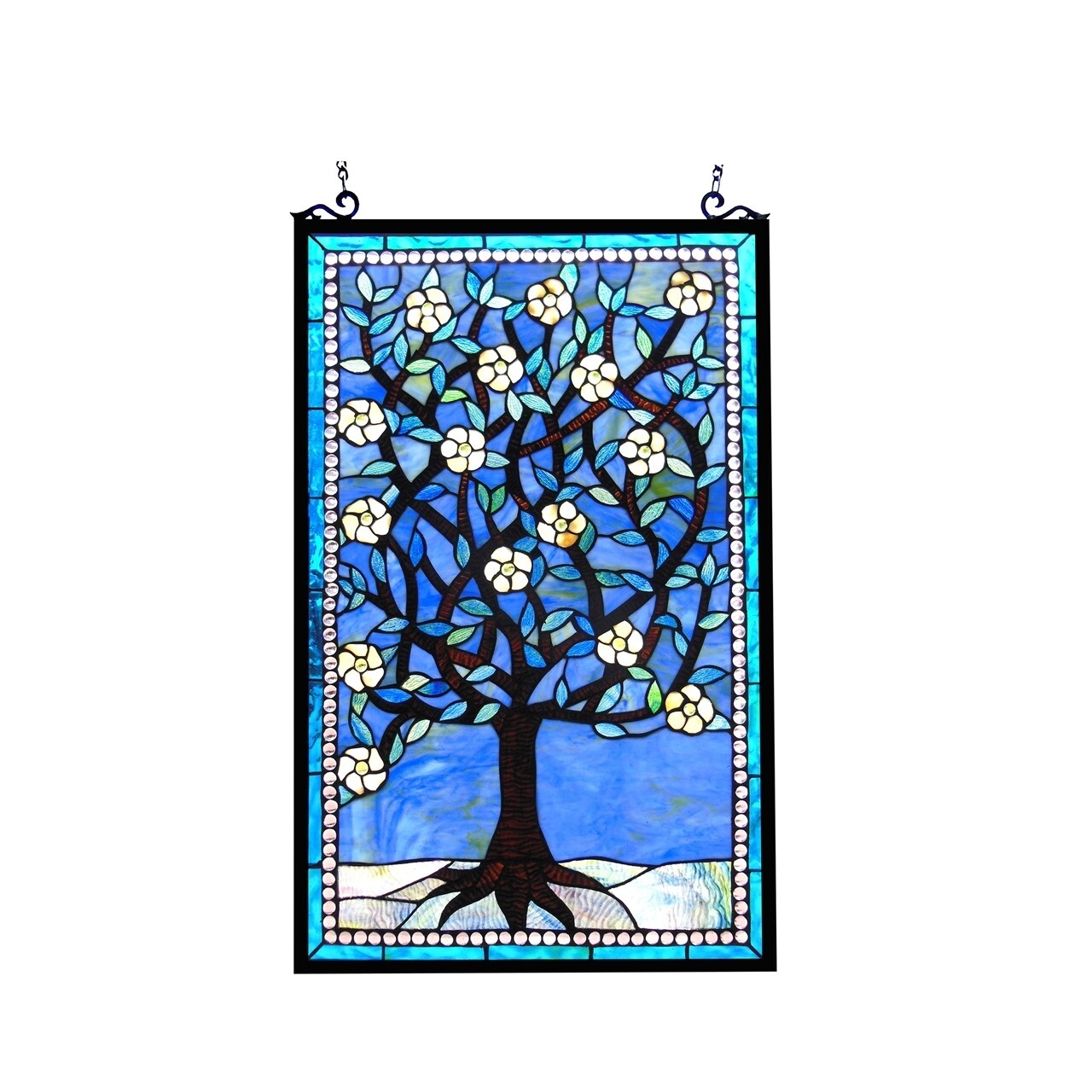 Stained Glass Window Panels Tree Of Life Tiffany Style 20″ x 32″ Matching PAIR