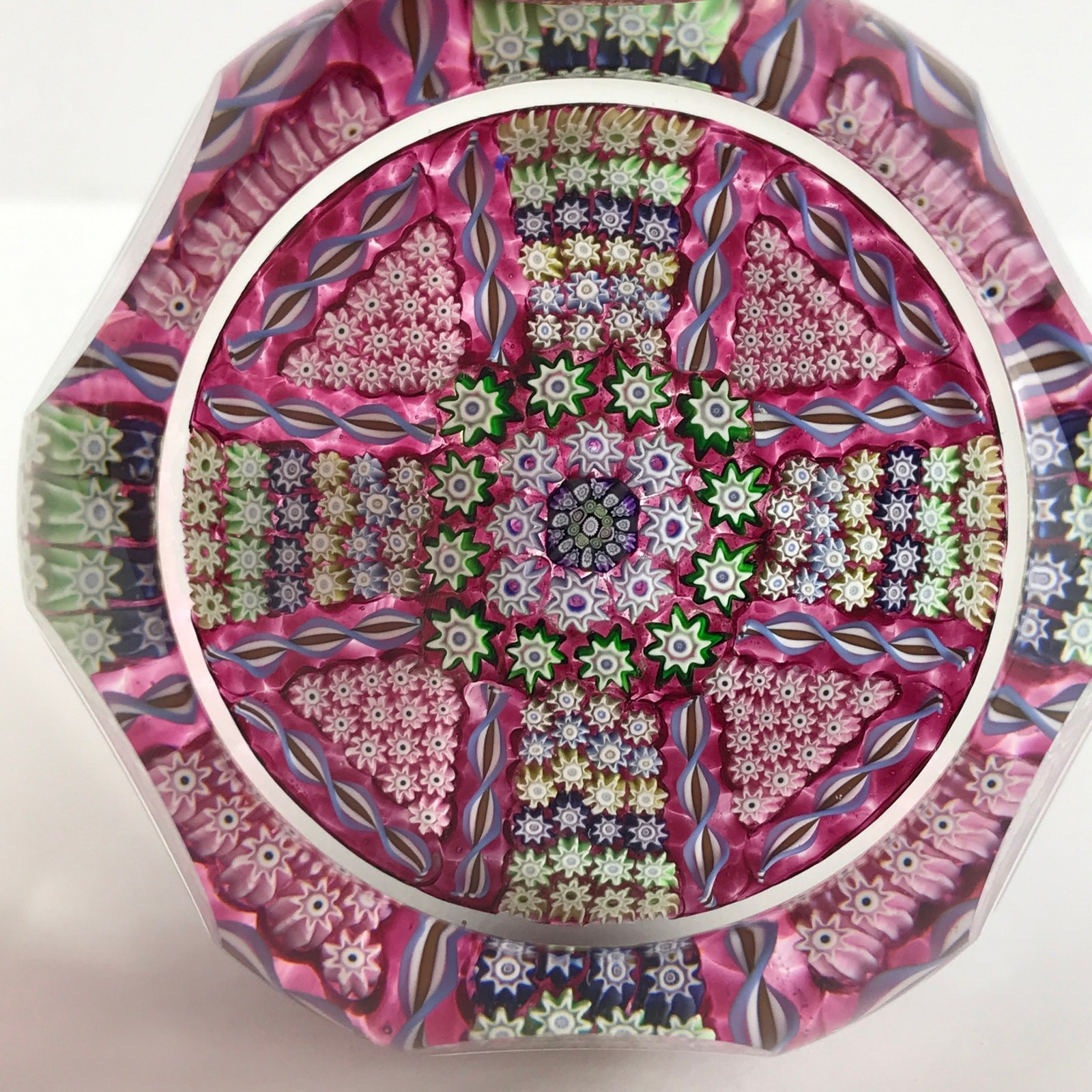 Perthshire PP33 1979 Millefiori Maltese Cross Radial Twist Faceted Paperweight