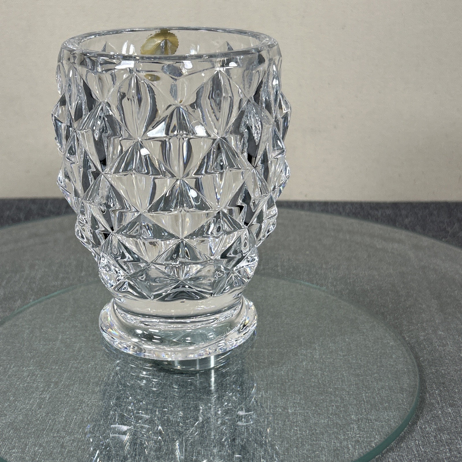 Vrg Bohemia Geometric Lead Crystal Small vase/candle holder Heavy Czech Republic