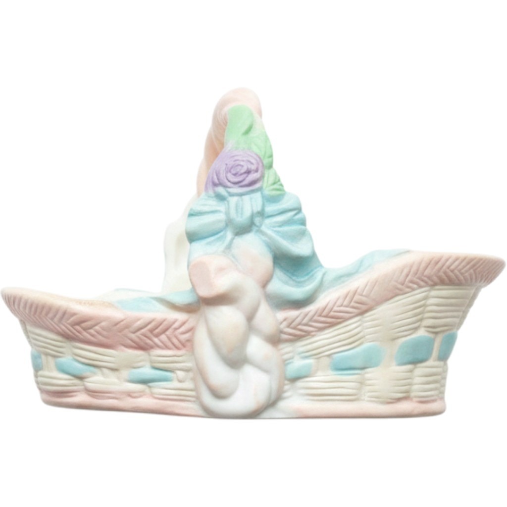 Basket Planter Ceramic Pastel Floral Rose Bow Cottagecore Decor Vintage Trinket