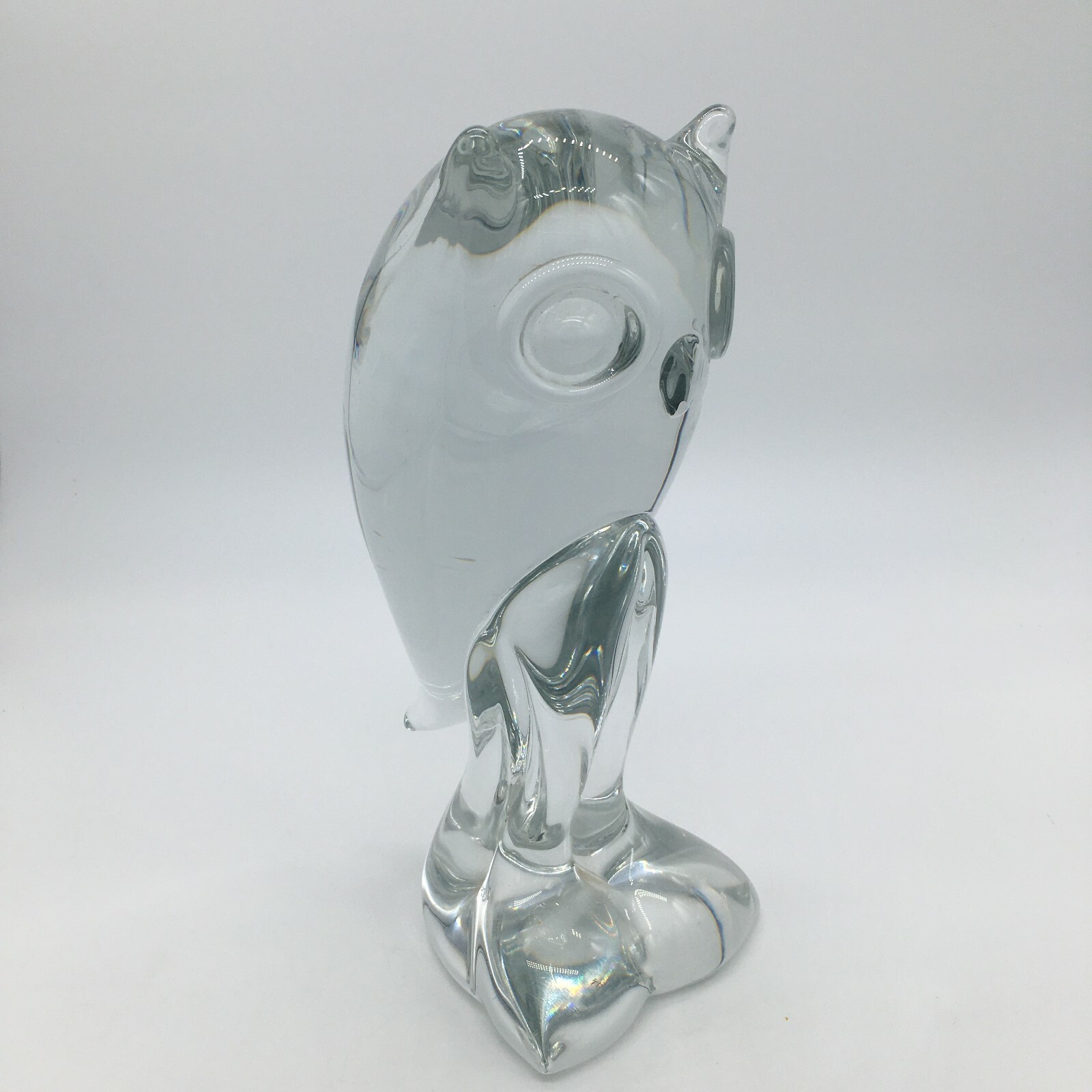 KRISTALUXUS CLEAR CRYSTAL GLASS WILDLIFE OWL FIGURINE 11″ x 4″ weighs 8lbs