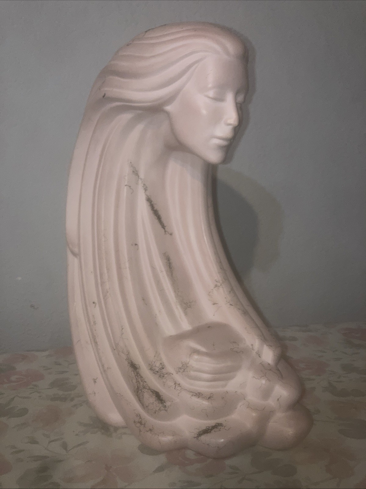 Vintage Ceramic Sculpture Woman Of The Wind Pink 14”H 10” W E-25