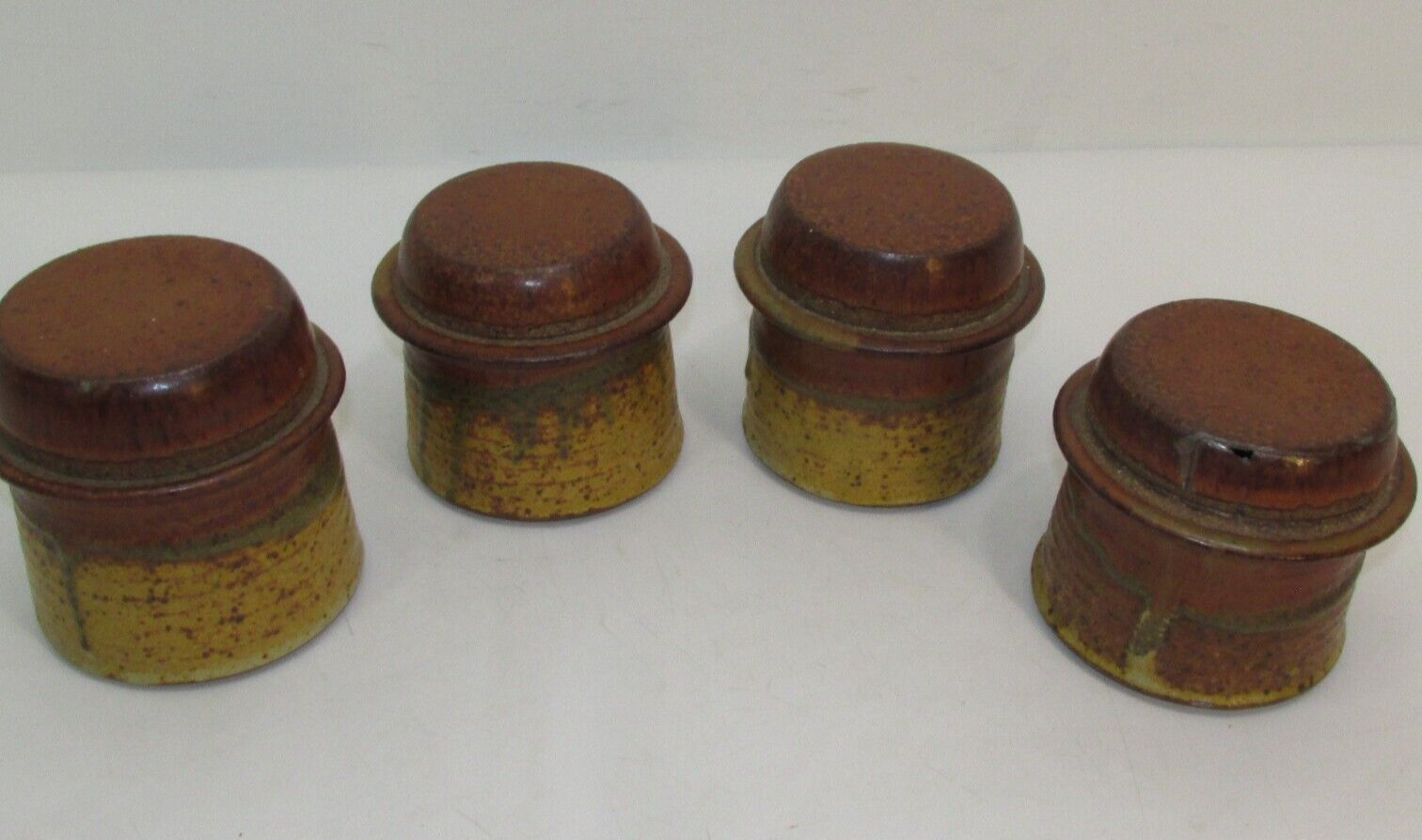 Kenneth Ferguson Pottery signed – 4 pottery jars & Lids -1960’s – 1970’s
